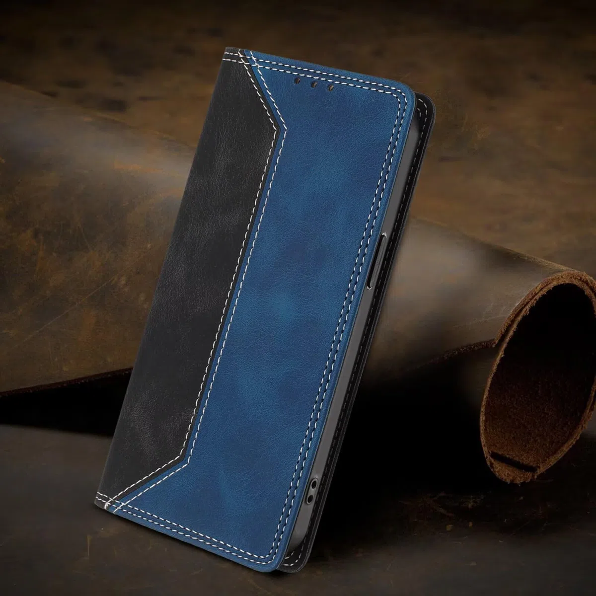 SEAHAI Etui do Motorola Edge 60 Neo/Edge 50 Neo/ThinkPhone 25, etui ochronne ze skóry PU, pokrowiec na karty, odporny na wstrząsy portfel z blokadą RFID/magnetyczną klapką, ciemnoniebieski
