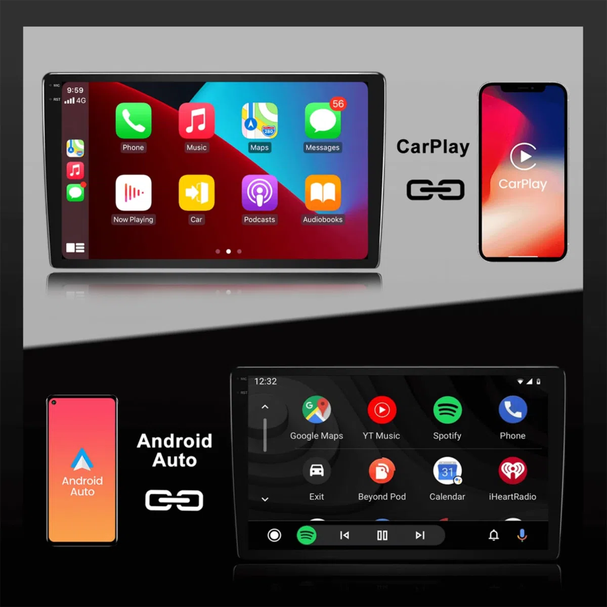Radio samochodowe do FORD FOCUS MK3 2011-2019, system Android 13 4GB+64GB z Carplay Android Auto, 9-calowy qled ekran dotykowy, obsługuje Nawigację GPS WLAN BT LTE