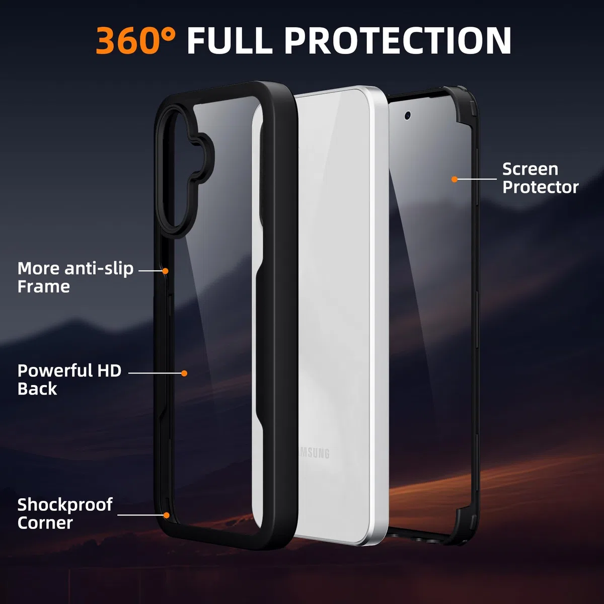 Phoona Etui do Samsung Galaxy A36 5G / A56 5G z przezroczystą folią ochronną, odporne na wstrząsy silikonowe etui 360 stopni pełna ochrona, odporna na zarysowania wytrzymała obudowa do Samsung A36