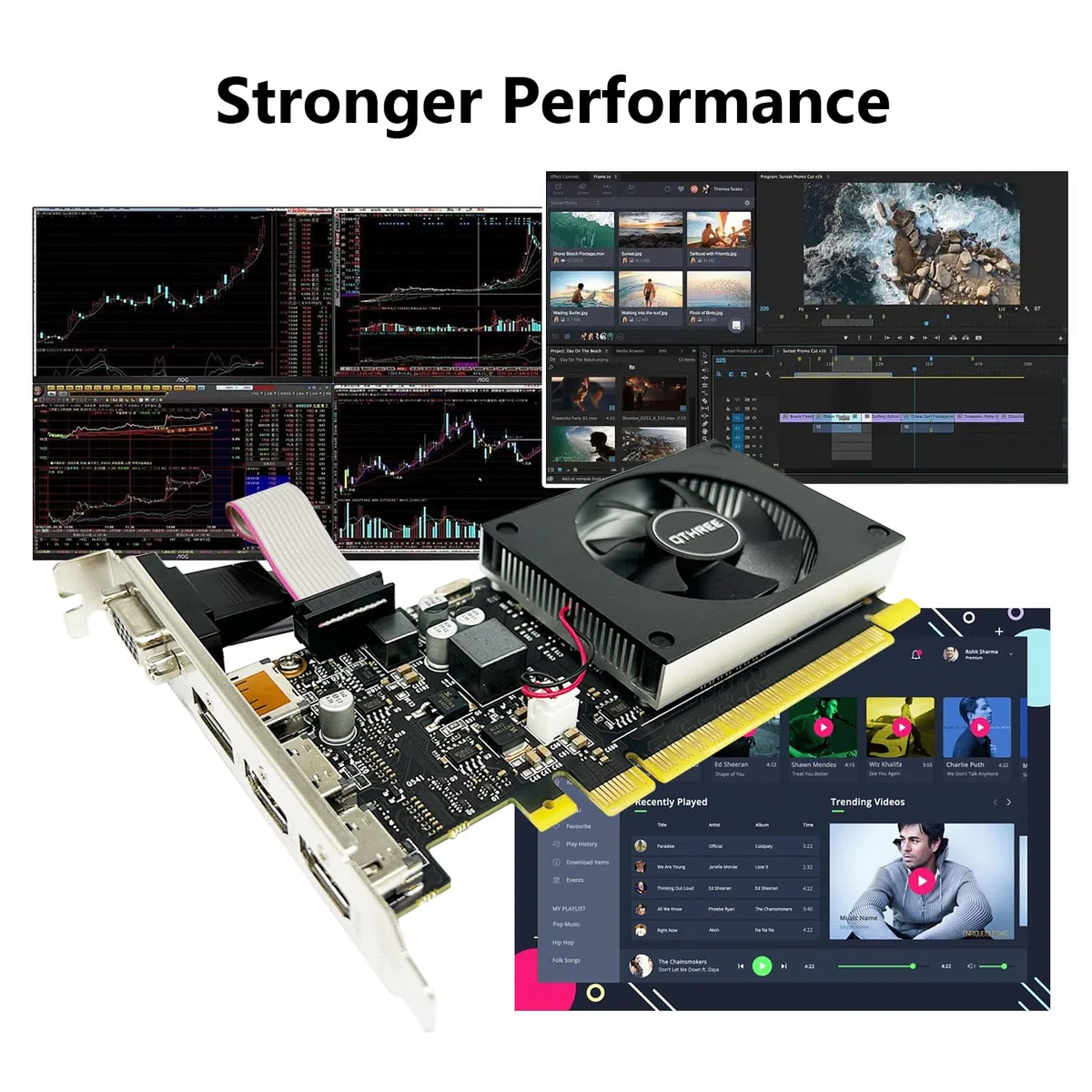 QTHREE GeForce GT 730 karta graficzna 4 GB 64-bitowa DDR3, 2x HDMI, VGA, DP, komputerowe karty wideo do gier PC, PCI E x8 2.0, obsługa 4 monitorów, Win11, DirectX 12, niskoprofilowa, (NVIDIA GeForce