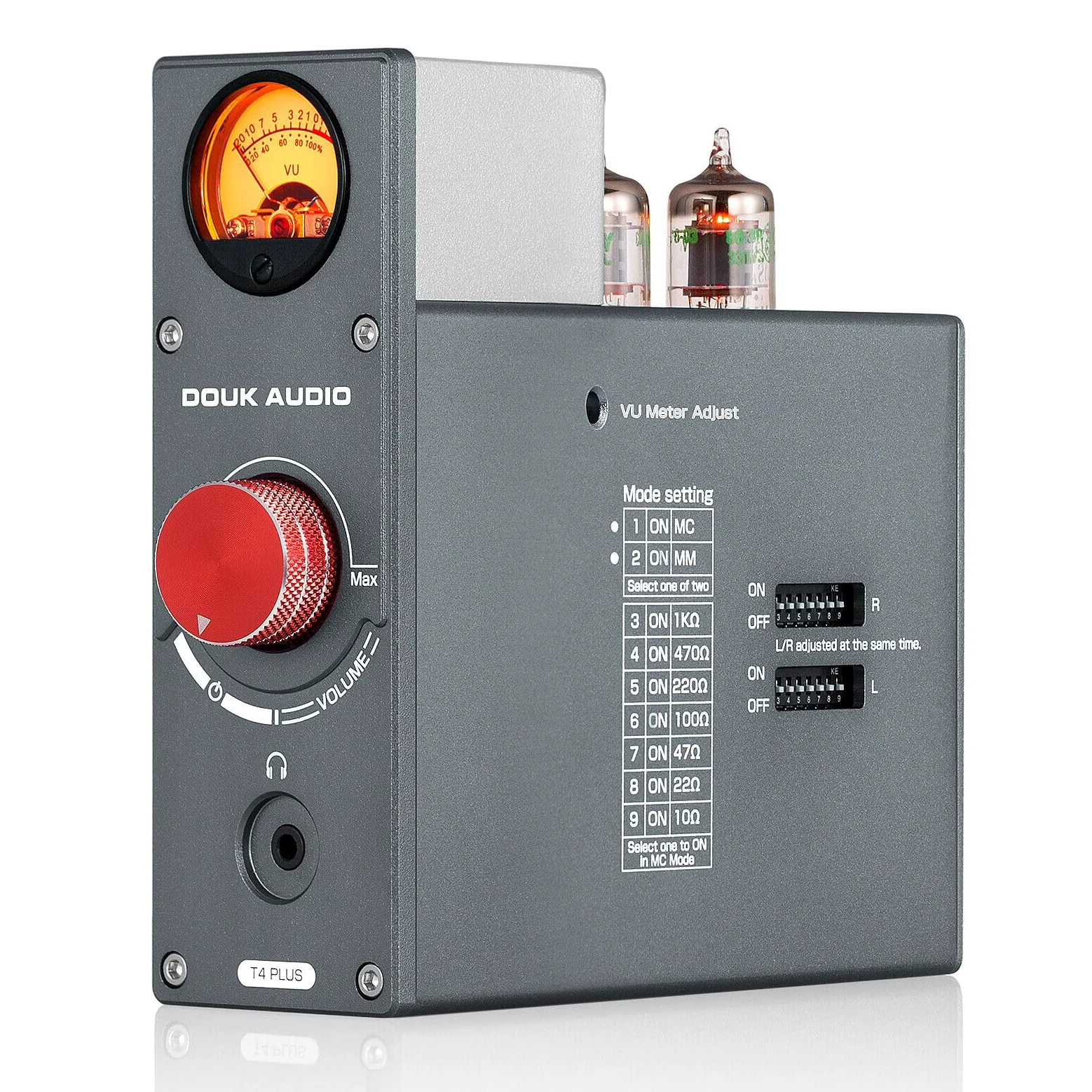 Douk Audio T4 PLUS HiFi JAN5654 przedwzmacniacz lampowy MM/MC przedwzmacniacz gramofonowy do gramofonu mini przedwzmacniacz stereo wzmacniacz słuchawkowy z miernikiem VU przedwzmacniacz lampowy