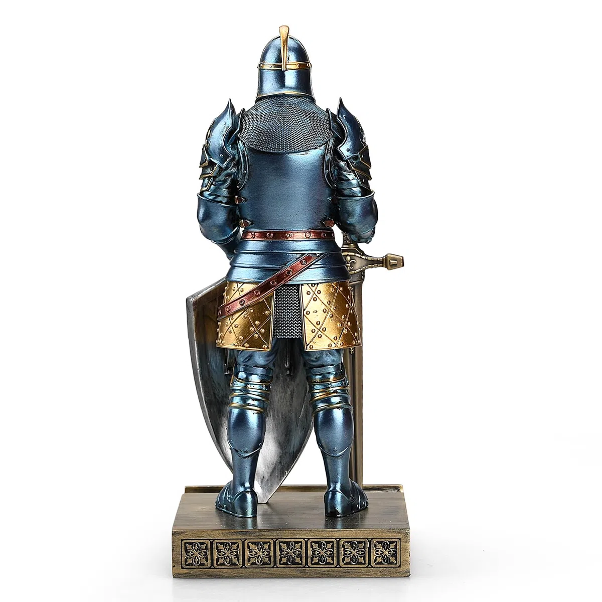 Ozdoba King's Guard figurka rycerza na biurko, akcesoria biurkowe, uchwyt na długopis, stojak do papieru do biura i domu (niebieski)