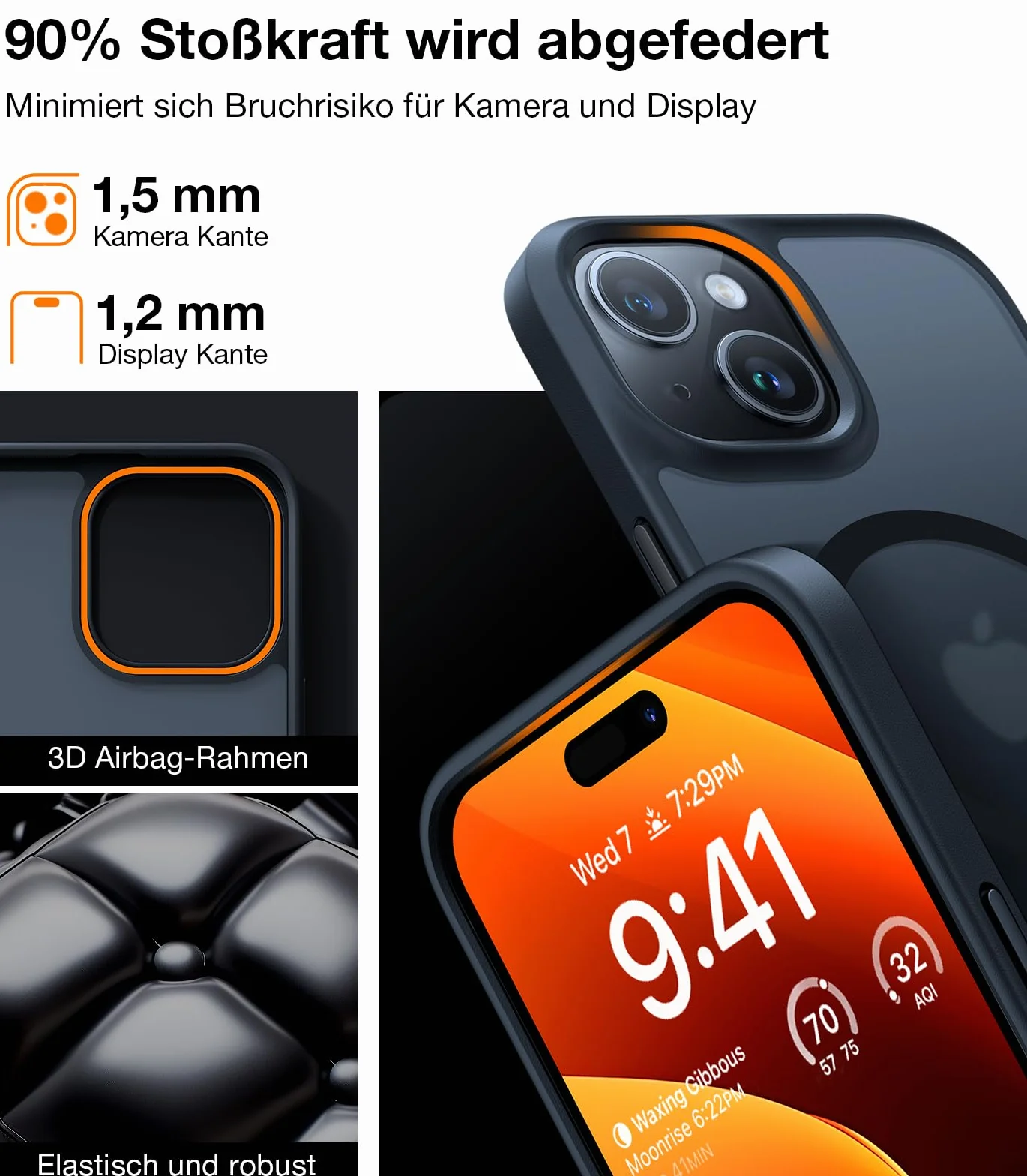 TORRAS Magnetyczne etui zaprojektowane dla iPhone'a 14 Max [test upadku klasy wojskowej] [20 W super magnetyczne] kompatybilne z MagSafe, odporne na wstrząsy, półprzezroczyste, twarde, smukłe etui ochronne na iPhone'a 14 Max czarne