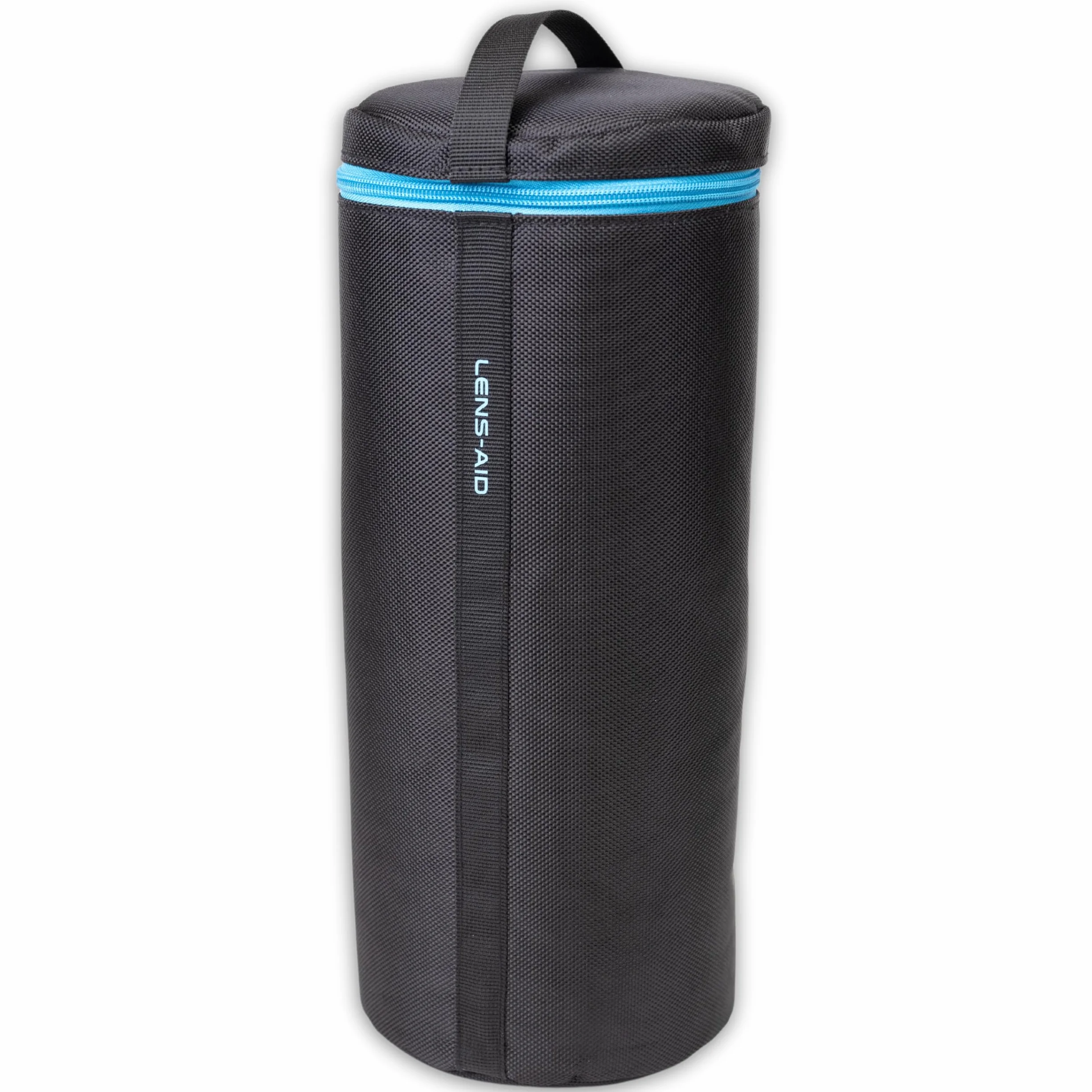 LENS-AID Torba na obiektyw grubo wyściełana: etui ochronne na obiektyw z zamkiem błyskawicznym i klamrą paska, czarny, XXL (12 x 35 cm), Dodatkowa torba