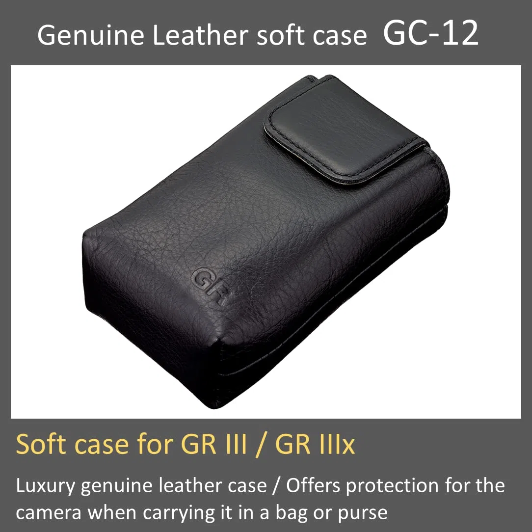 Ricoh Miękkie etui z prawdziwej skóry GC-12 [Kompatybilne modele: GR III, GR IIIx] [Elastyczne, luksusowe etui z prawdziwej skóry ze skóry końskiej] [Można go złożyć dla przenośności] [Grawerowany GR]