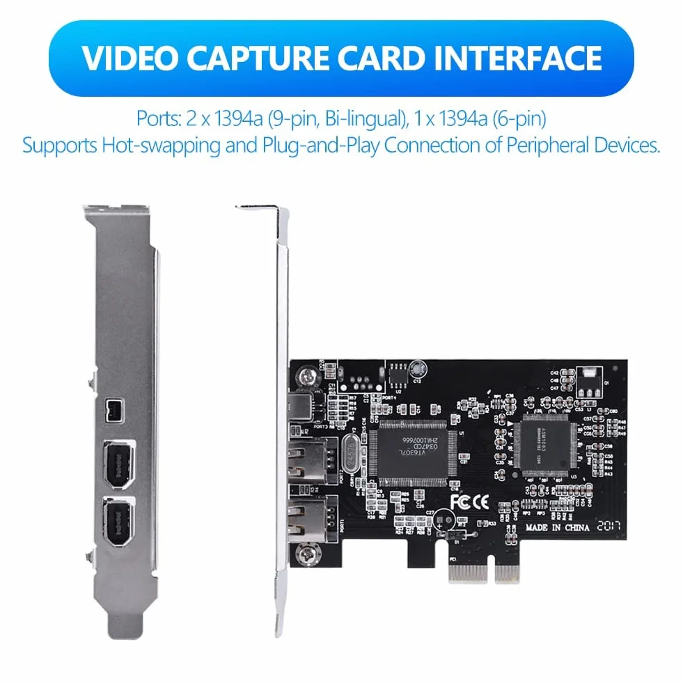 Karta PCI-Express, Bewinner PCI-E PCI-Express-FireWire 1394a-IEEE-1394 Karta kontrolera z kablem Firewire Karta kontrolera 800 Mb/s FireWire z IEEE 1394-1995 dla wysokowydajnej magistrali szeregowej