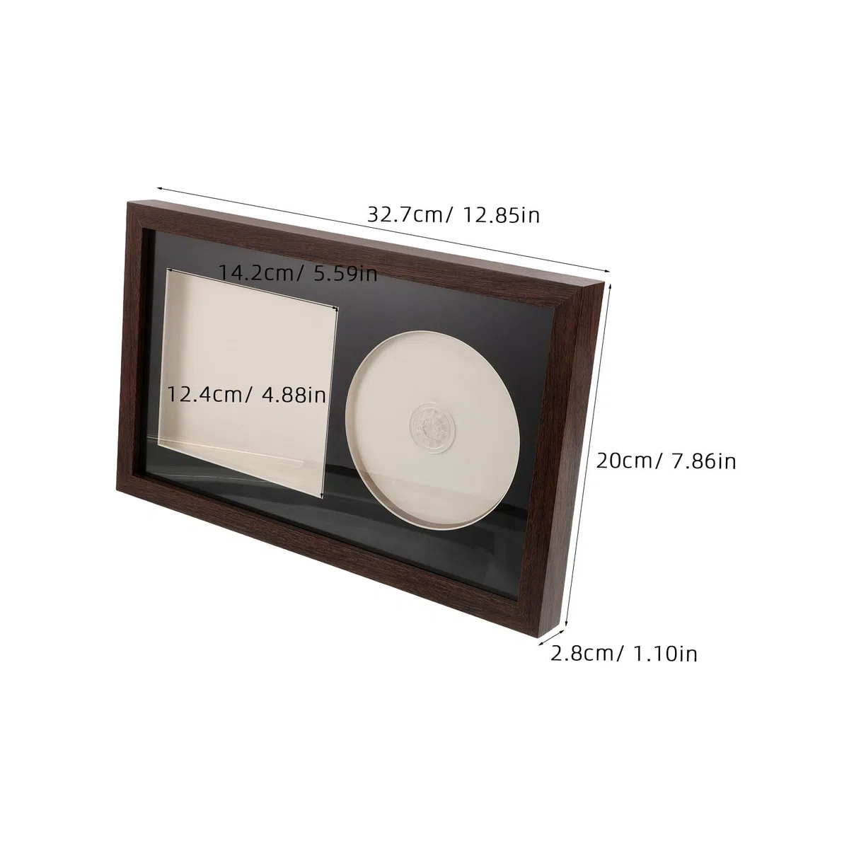 Levemolo Drewniana rama na płyty winylowe – stojąca gablota na płyty CD 14,2 x 12,4 cm z podpisanymi wkładkami – rama do prezentacji albumów muzycznych do sypialni, studia, biurka lub ściany