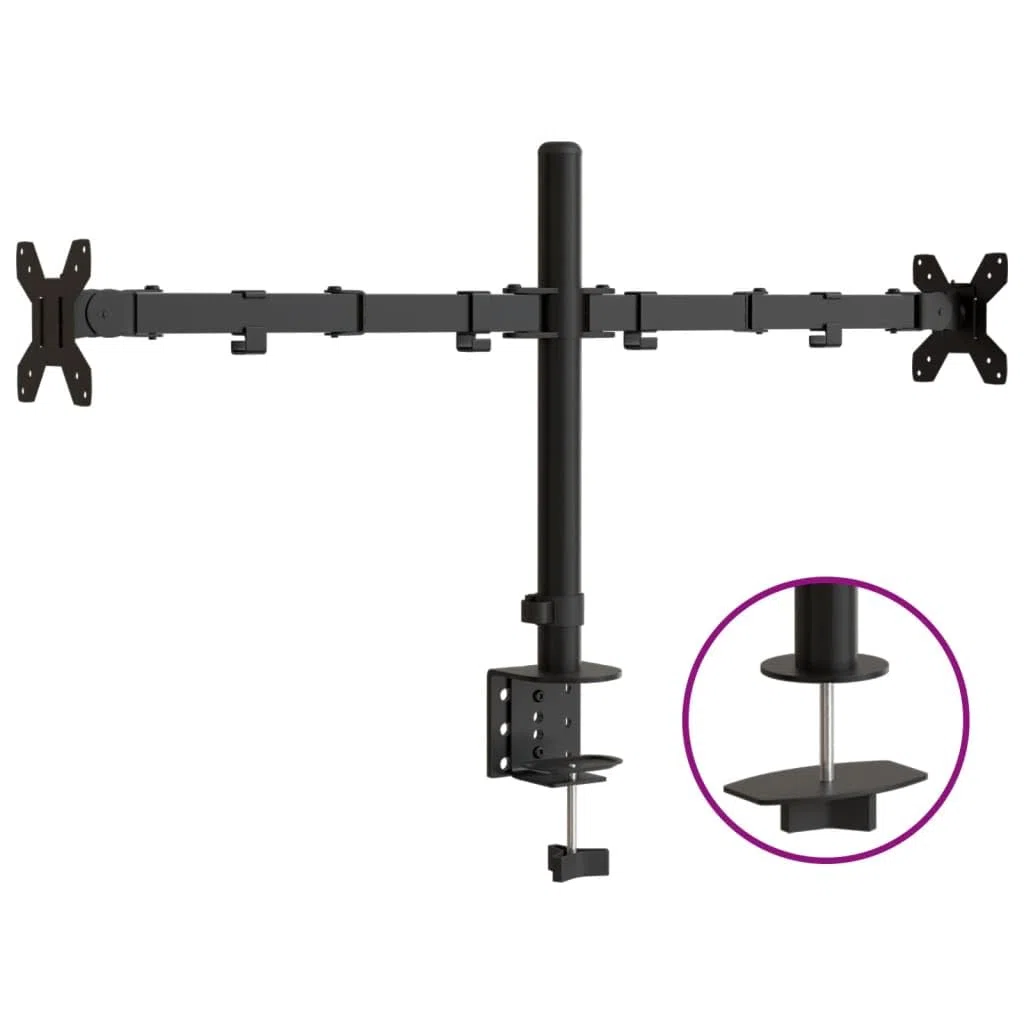 ShGaxin VESA Czarny podwójny stojak na monitor ze stali 75/100 mm, stojak na ekran komputera, stojak na monitor biurko, akcesoria biurowe, akcesoria biurkowe, podstawa monitora - 358002