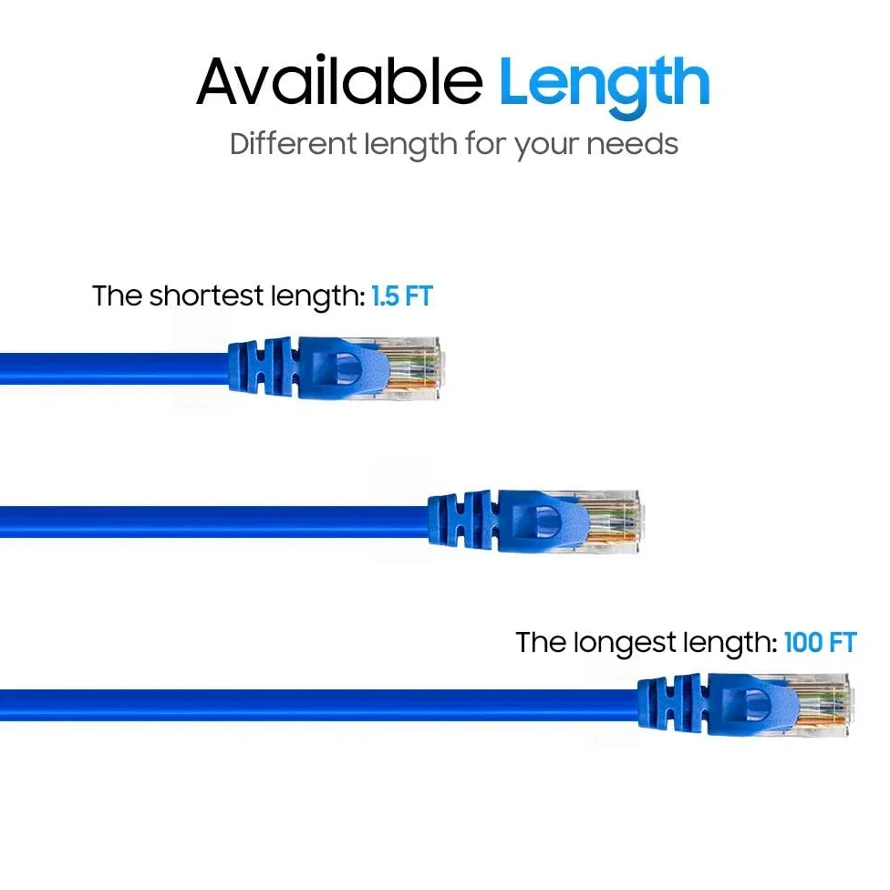 Cmple Kabel Ethernet Cat6 10 Gb/s, kabel sieciowy komputerowy z pozłacanymi złączami RJ45, kabel sieciowy Ethernet LAN 550 MHz Cat6 obsługuje standardy Cat6, Cat5e, Cat5, niebieski