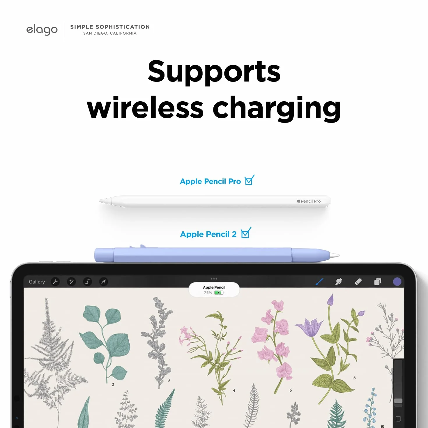 elago MONAMI Piórnik kompatybilny z Apple Pencil 2. generacji, silikon, ładowanie magnetyczne, fioletowy