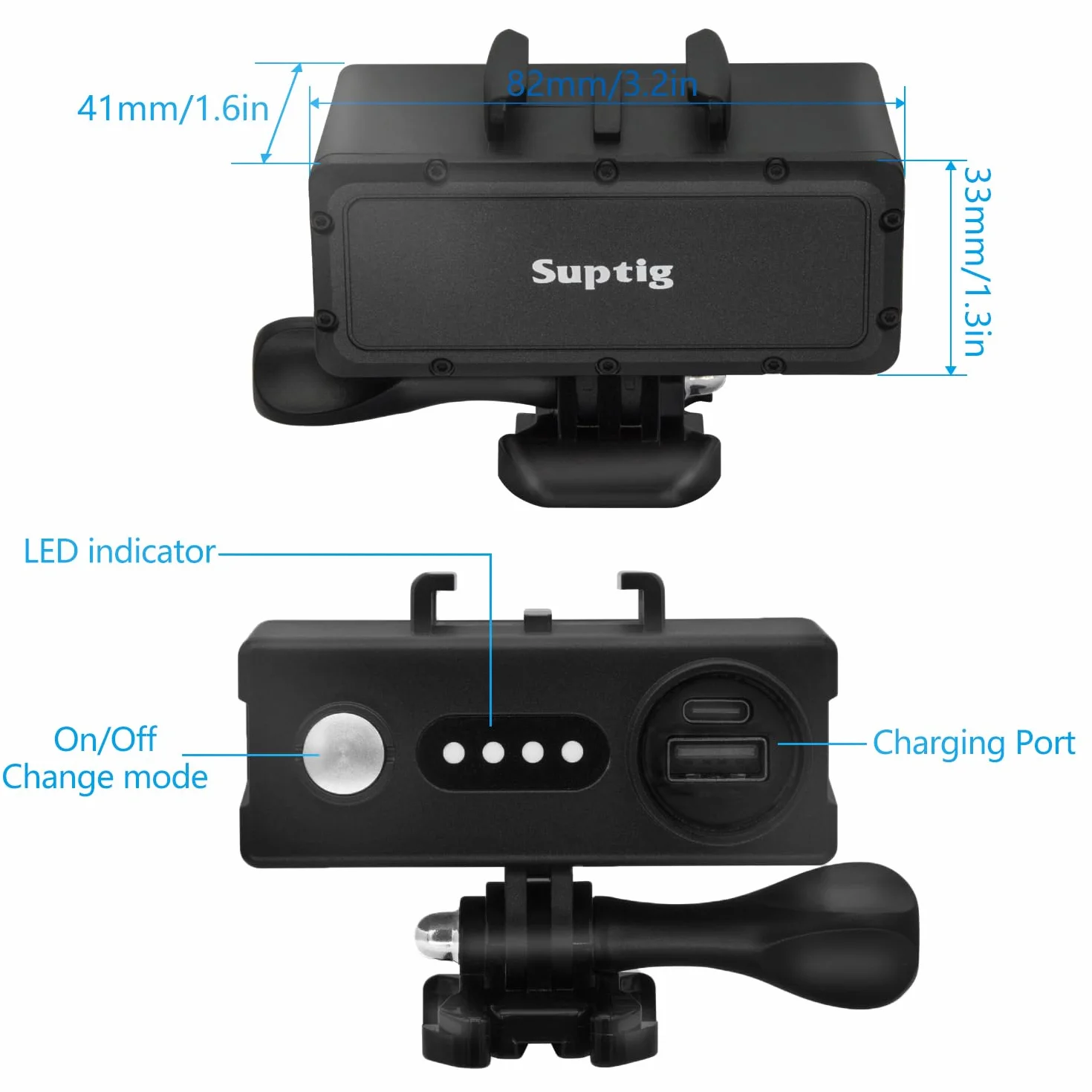 Suptig Przenośna ładowarka, zewnętrzna bateria, kompatybilna z GoPro Hero 13, Hero12, Hero11, Hero10, Hero9, 8, 7, 6, 5, 4, 3, 3+, Hero Session, DJI osmo, Insta 360