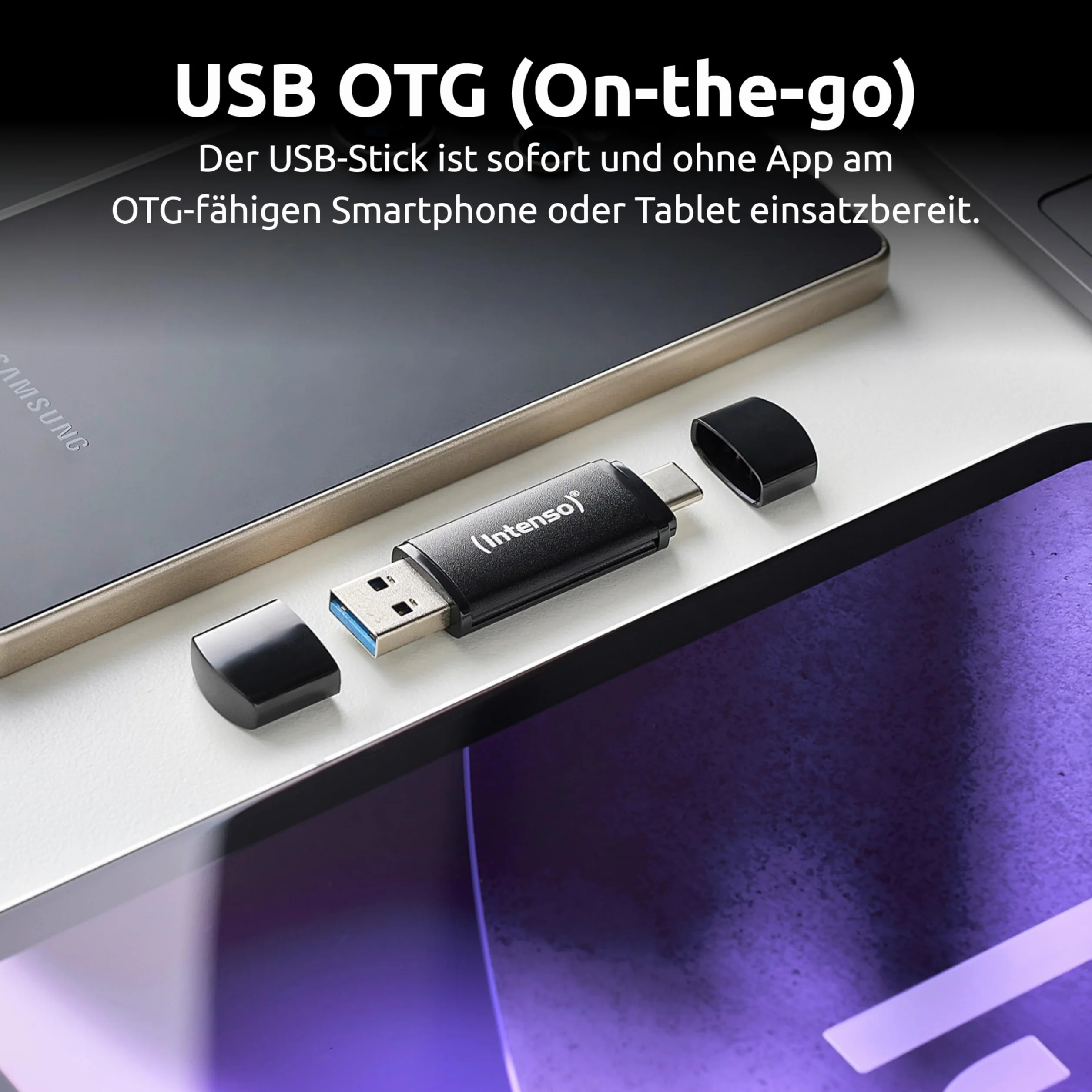 Intenso Flex Line pamięć USB, 128 GB – Dual USB 3.2 Gen 1 x 1 z USB-C i USB-A do smartfonów, tabletów, laptopów i PC, 70 MB/s, czarna