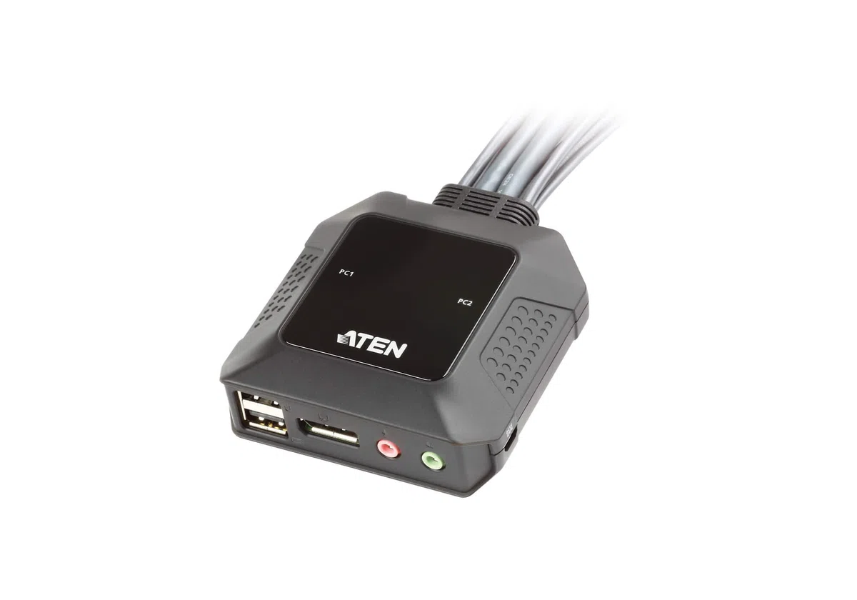 Aten CS22DP DisplayPort przełącznik KVM z Pilotem, Czarny