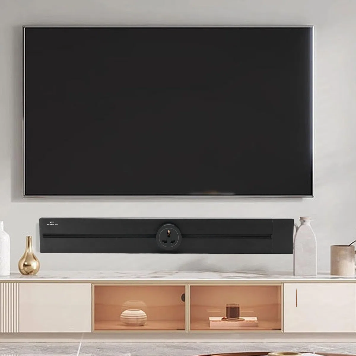 Asixxsix Listwa zasilająca do montażu na ścianie, 8000 W, 32 A, aluminiowa listwa zasilająca z diodą LED, przedłużacz (3 Universal Socket 13a 3250 W)