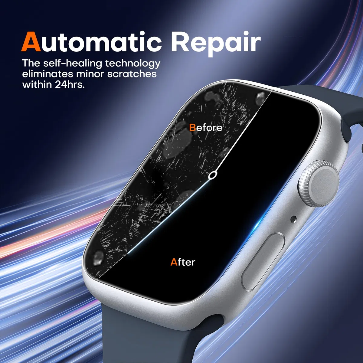 LK 8 sztuk Osłona ekranu do Apple Watch Series 8/7 45mm - bez pęcherzyków wysokiej jakości najwyższa jakość przezroczysta miękka TPU folia ochronna