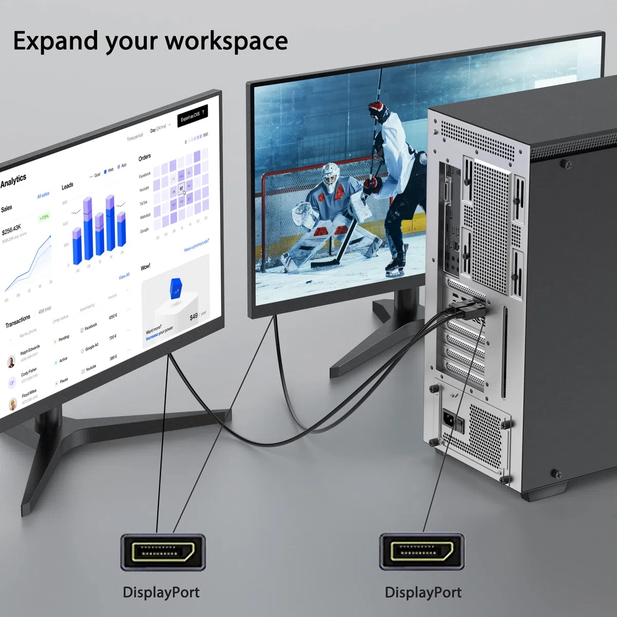 Pozłacany kabel DisplayPort do monitora DisplayPort, gotowy do rozdzielczości 4K
