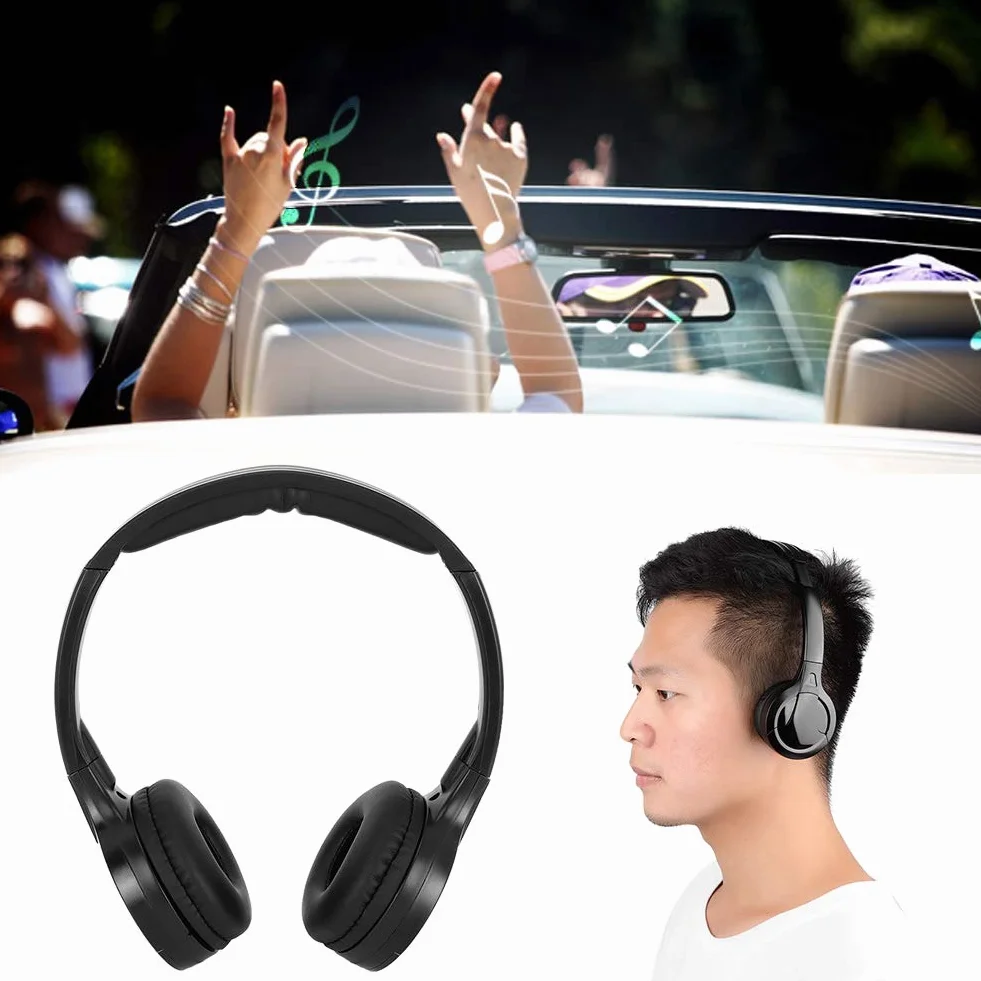 Keenso Samochodowe słuchawki bezprzewodowe, bezprzewodowe słuchawki stereo na podczerwień, 2-kanałowe, do zagłówków samochodowych, DVD, akcesoria elektroniczne