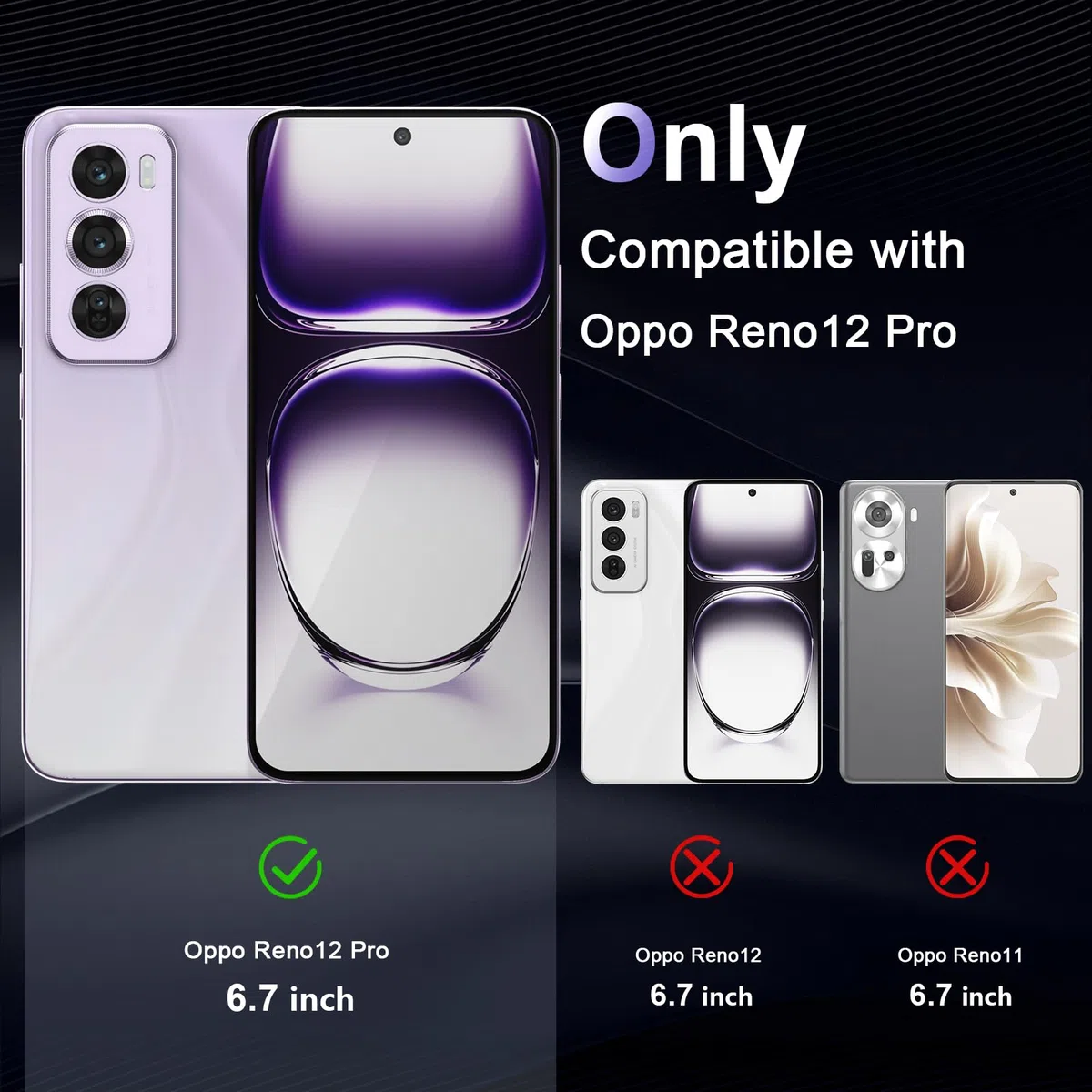 Etui na Oppo Reno 12 Pro 5G, Militarna Ochrona Przed Upadkiem, Odporne na Żółknięcie, Ultracienkie Przezroczyste Etui z Twardego PC Antyzarysowaniowe, Antywstrząsowe