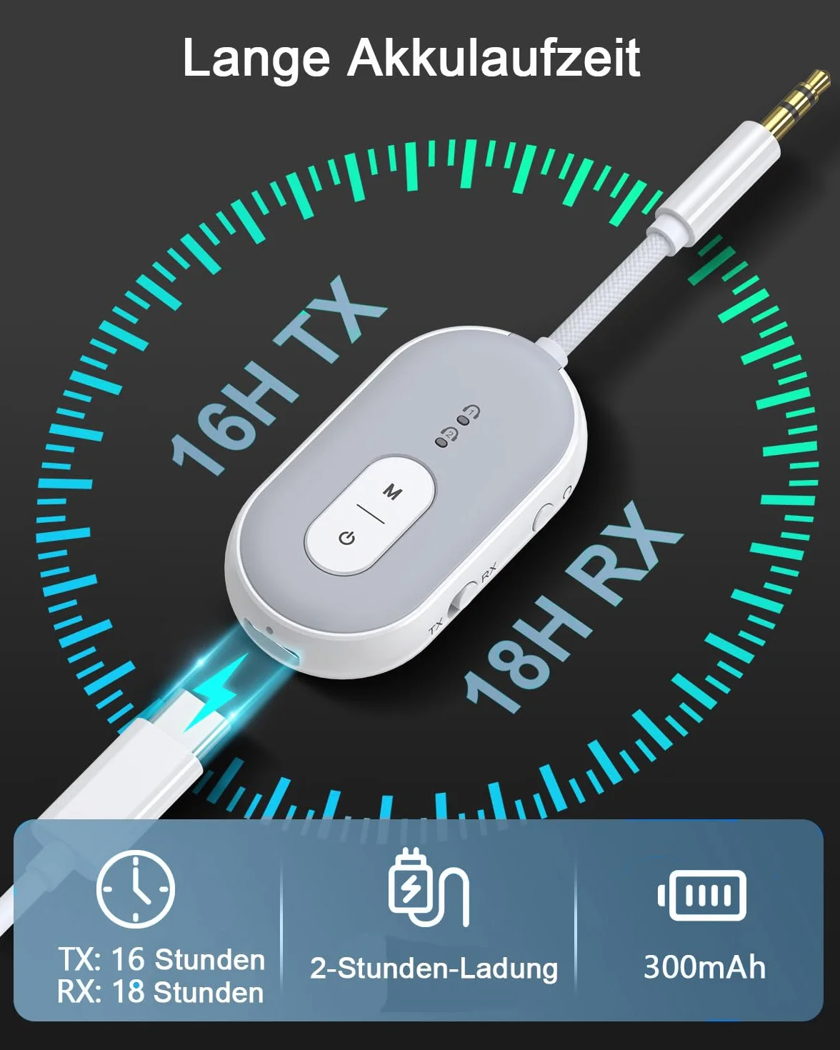 Bluetooth 5.3 Adapter 2 w 1, Jack 3,5 mm, Transmiter Bluetooth do 2 Słuchawek, Studia Fitness, Tabletów, Samochodów