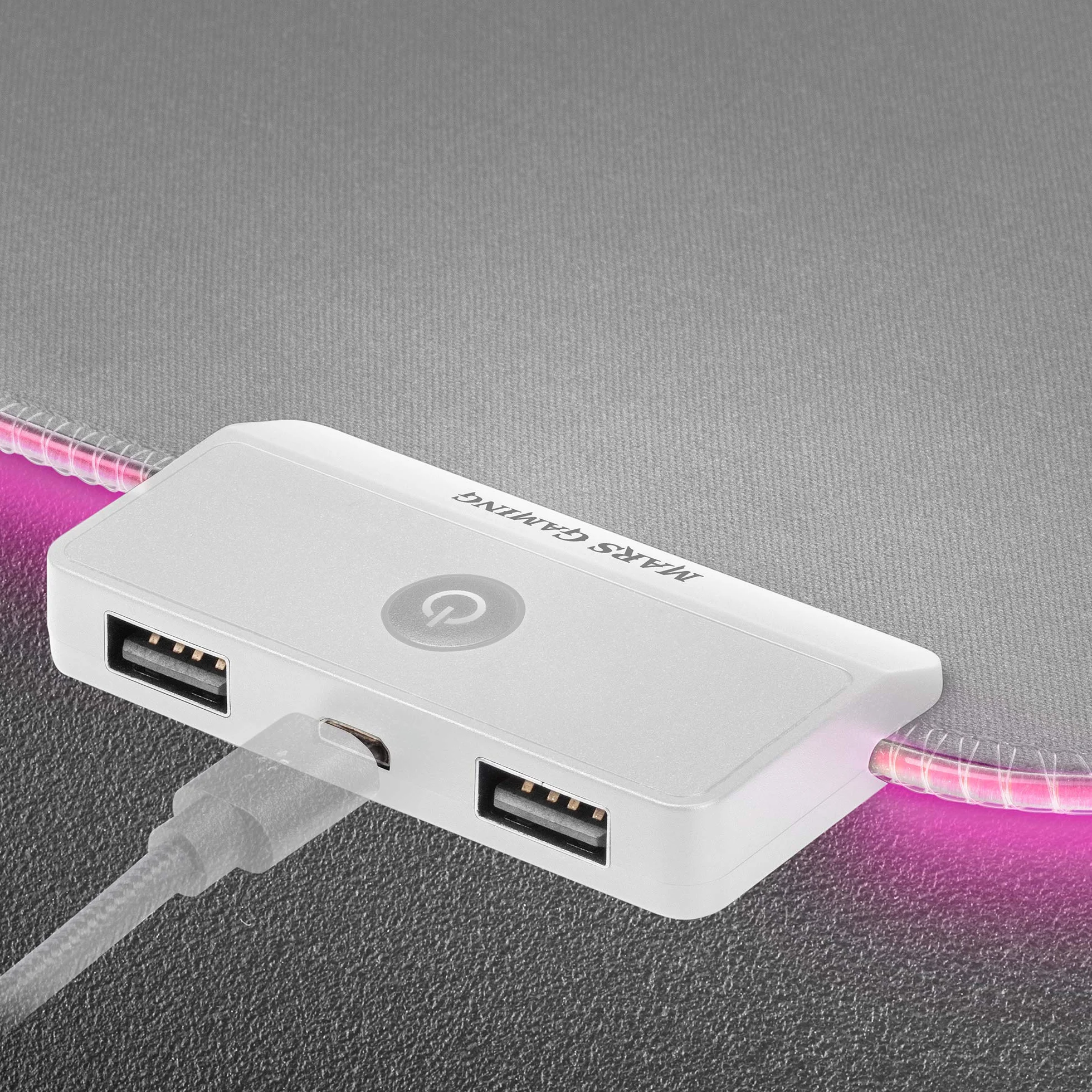 Mars Gaming MMPRGB2S, podkładka pod mysz XXL, RGB, 12 tryby, 2 USB 2.0, biało-srebrna