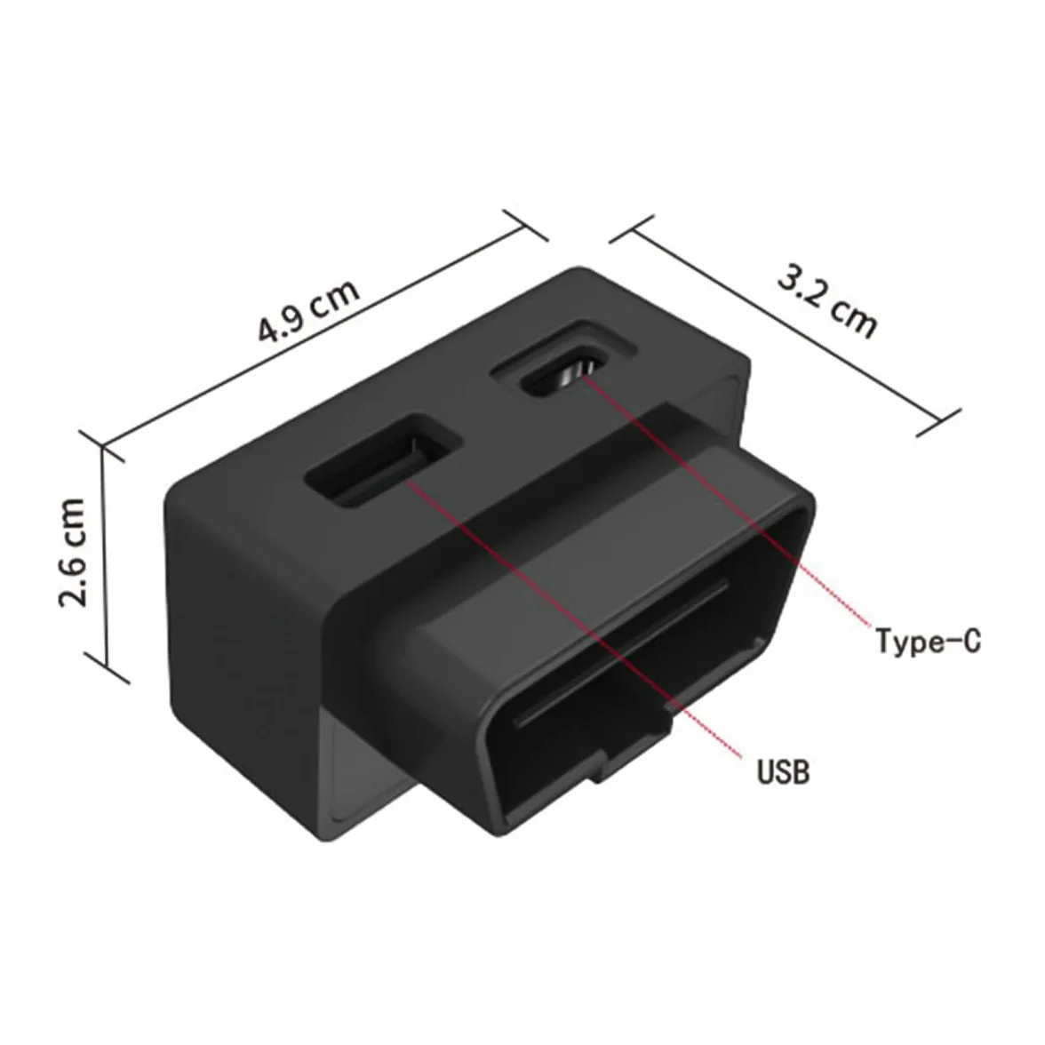 Samochodowy adapter zasilania OBD PD 30W OBD męski na USB typu C żeński Ładowarka DC12-24V