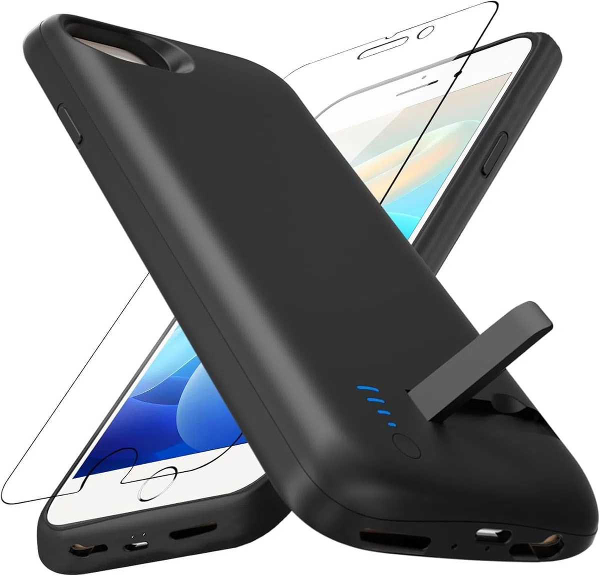 Etui na baterie do iPhone'a 8/7/6S/6/SE 2020 (11.9 cm), szybka ładowarka 8500 mAh, wąska, rozszerzona, ładowana, przenośna bateria ochronna zapasowa - czarne