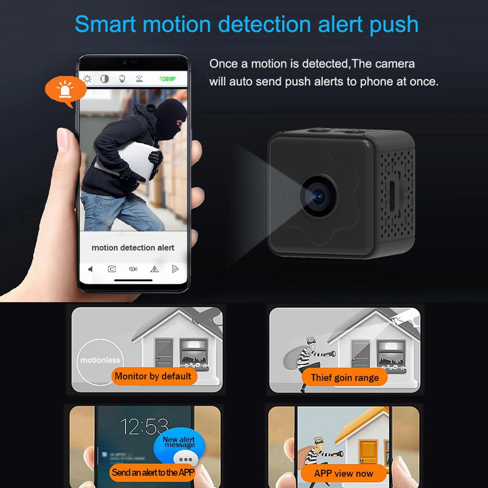 Ukryta Kamera Szpiegowska, Mała Kamera Bezprzewodowa Wi-Fi 1080P z detekcją Ruchu, Noktowizor, Rozmowa Dwukierunkowa, montaż Magnetyczny, Wideo w Pętli, Wideo Szerokokątne,