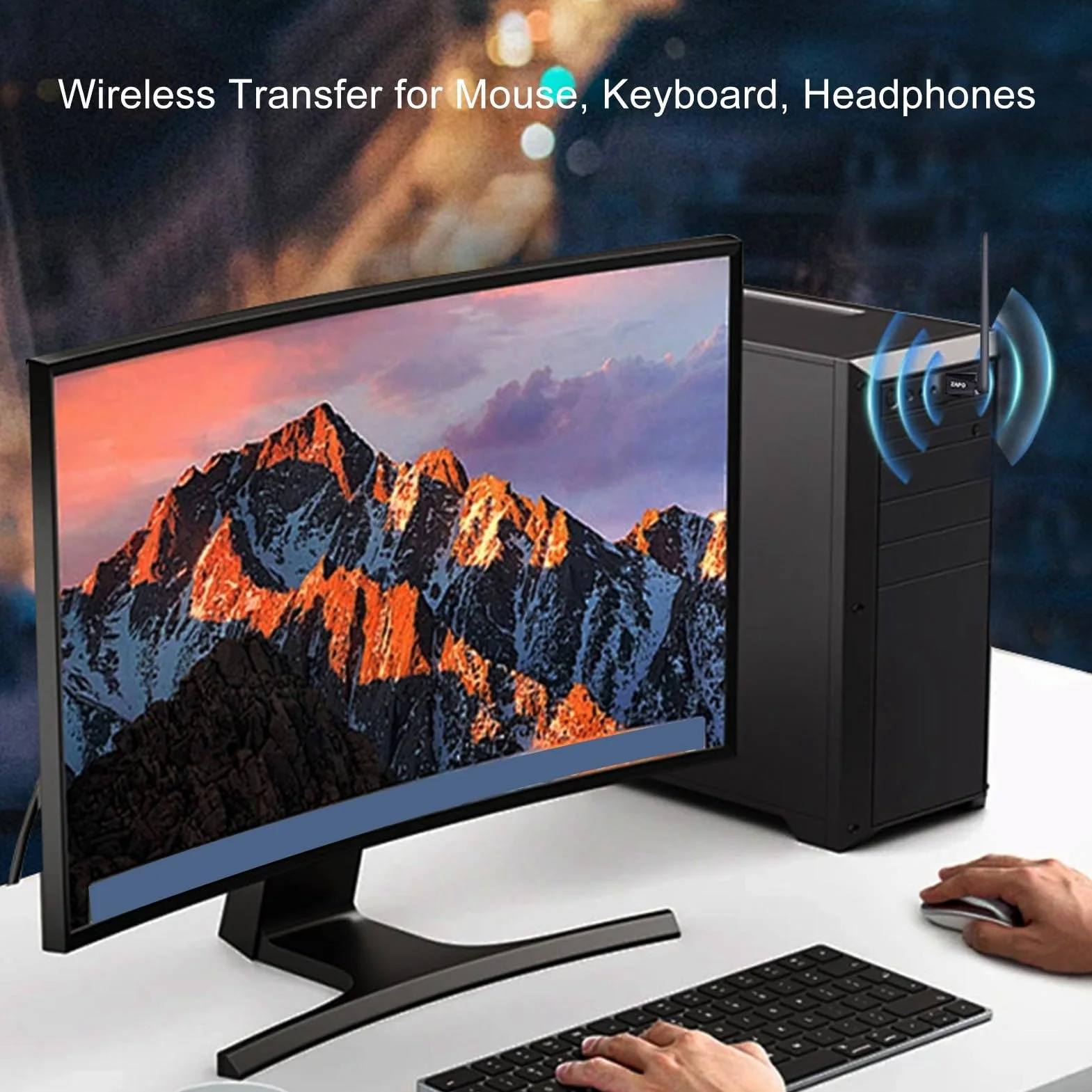 Adapter USB Bluetooth 5.4 do Komputera PC, Daleki Zasięg 160M, Klucz Sprzętowy Bluetooth BR/EDR o Niskim Opóźnieniu, Obsługa Systemu 10/11/8.1, do Klawiatury Bluetooth