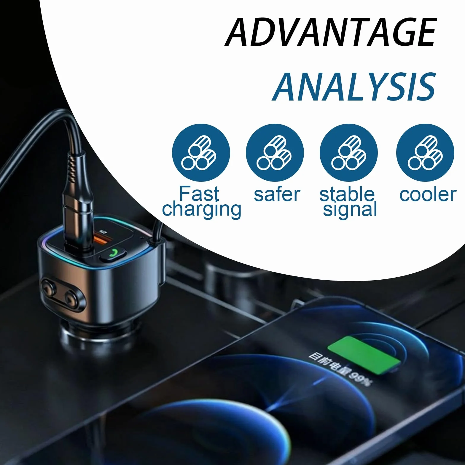 Aux Bluetooth 5.4 adapter do samochodu, odbiornik Bluetooth z wtyczką jack 3,5 mm do rozmów telefonicznych i bezprzewodowej muzyki, ładowarka samochodowa USB C z szybkim ładowaniem PD 30 W i QC 12 W