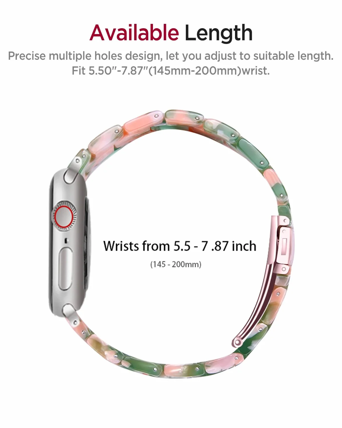 Miimall Pasek z żywicy do zegarka Apple Watch Series 10 Ultra, SE Series 9, 8, 7, 6, 5, 4, 3, 2, 1, lekki pasek do iWatch 49 mm, 46 mm, 45 mm, 44 mm, 42 mm, 41 mm, 40 mm, 38 mm, regulowana bransoletka