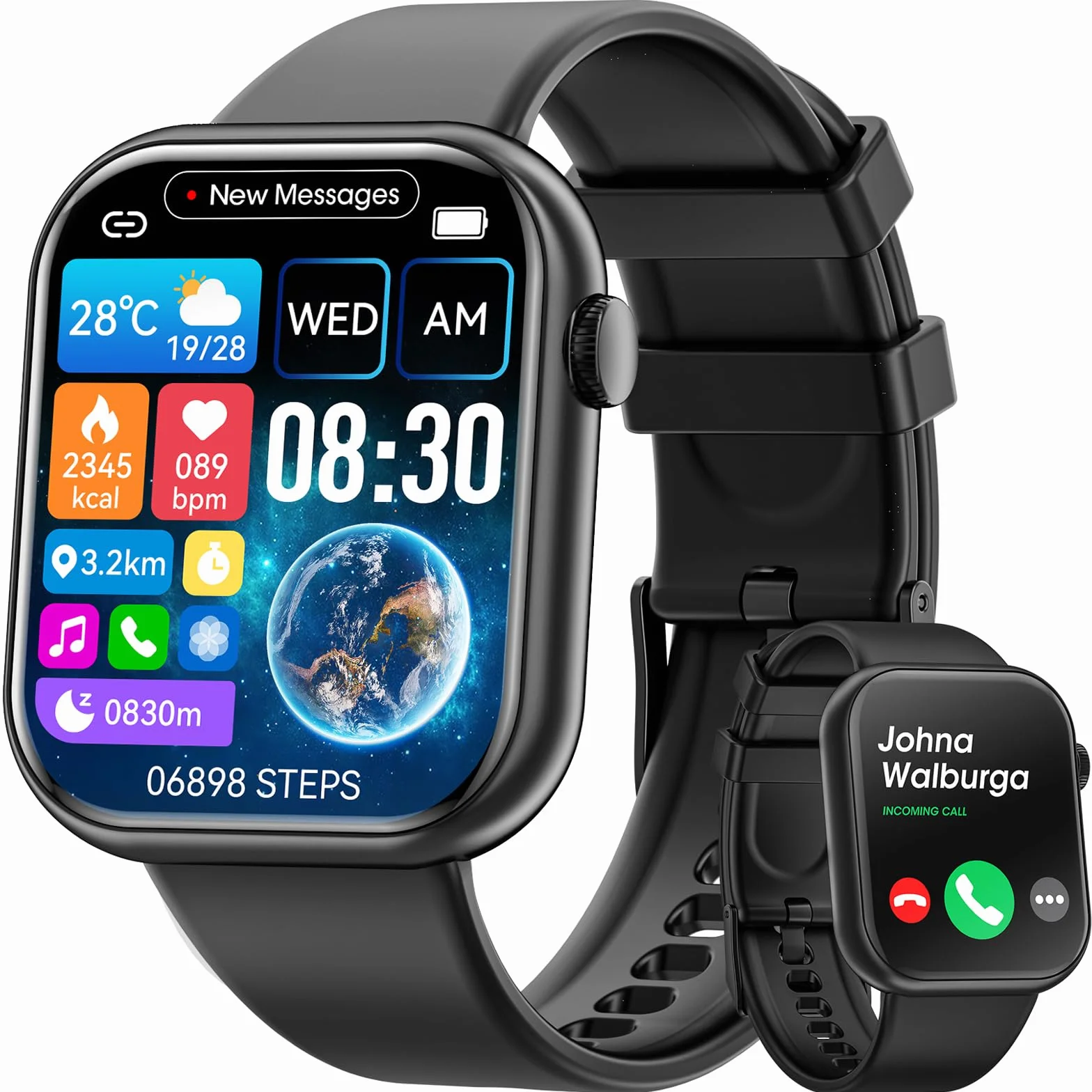 Smartwatch dla mężczyzn i kobiet z Bluetooth, głośnomówiący, krokomierz, pulsometr, fitness dla Android iOS