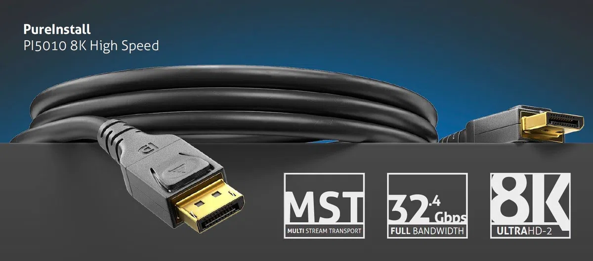 PureLink PI5010-020 DisplayPort 1.4 kabel, 8K, 4320p, (wtyczka DisplayPort do złącza DisplayPort), 2 m, czarny