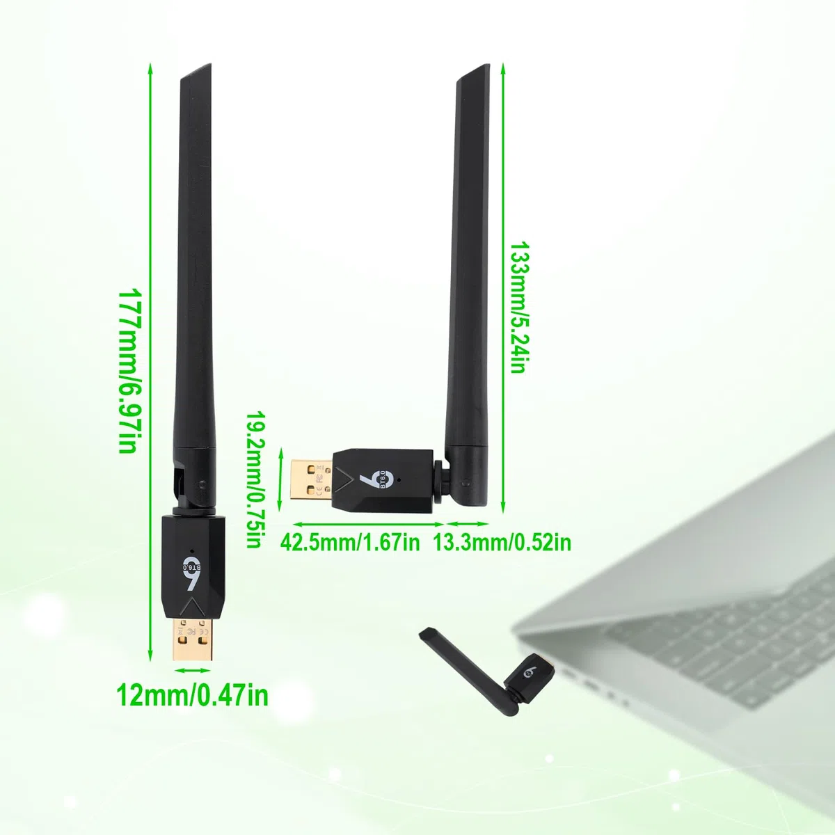 Adapter Bluetooth 6.0, Adapter USB Dalekiego Zasięgu Plug and Play Obsługuje Połączenie Wielourządzeniowe ze Słuchawkami Klawiaturą PC & Telefonami dla Windows 11/10/8.1