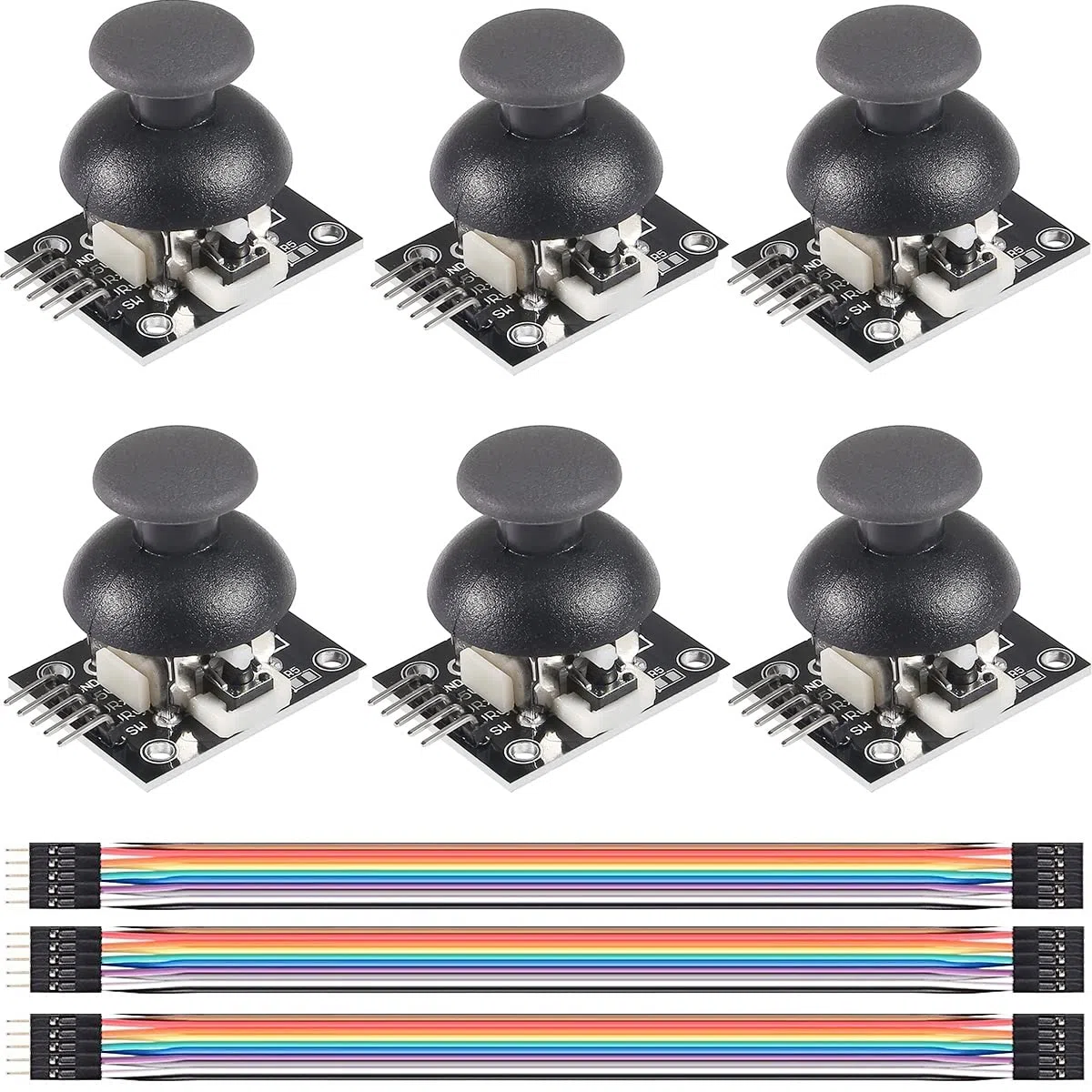 6 sztuk PS2 Joystick Game Controller XY podwójna oś Joystick Breakout moduł KY-023 XY dwuosiowy joystick breakout z kablem DuPont do Arduino