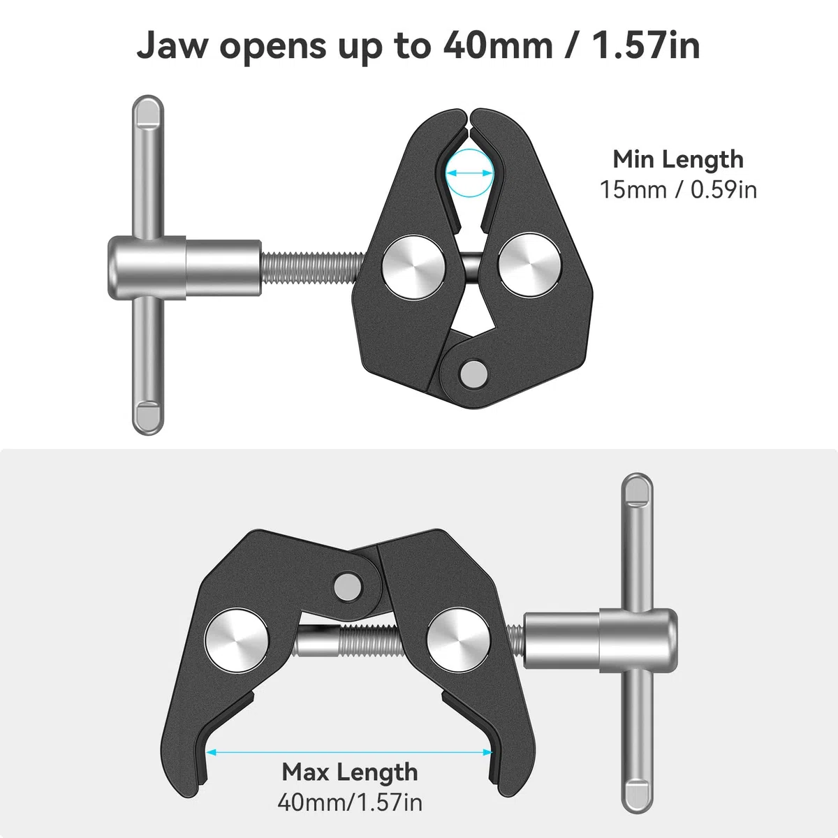 SMALLRIG Super Clamp Zacisk do statywu z gwintem 1/4"-20 i 3/8"-16, uniwersalny mechanizm montażowy Superclamp ((aluminium) do zestawu DSLR - 735