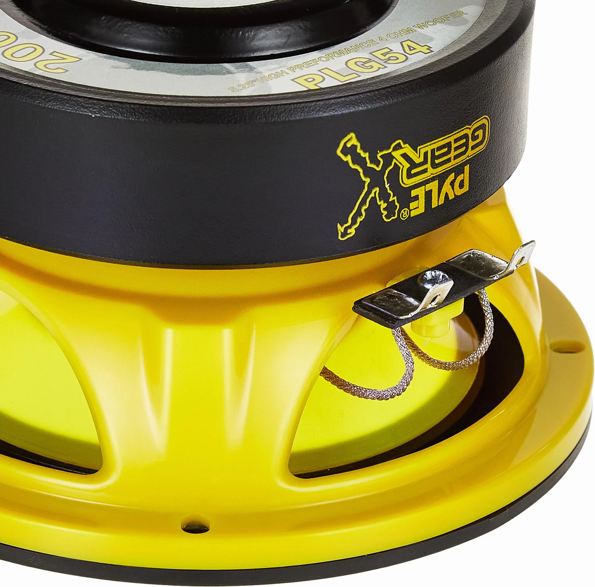 Pyle Car Mid Bass Speaker System, 5" 200W 4 Ohm Auto Mid-Bass Component Poly Woofer Audio Sound Speakers for Car Stereo, 30 Oz Magnet, 2.32” Mount Depth, Cone, High Temp Aluminum Voice Coil (Yellow)