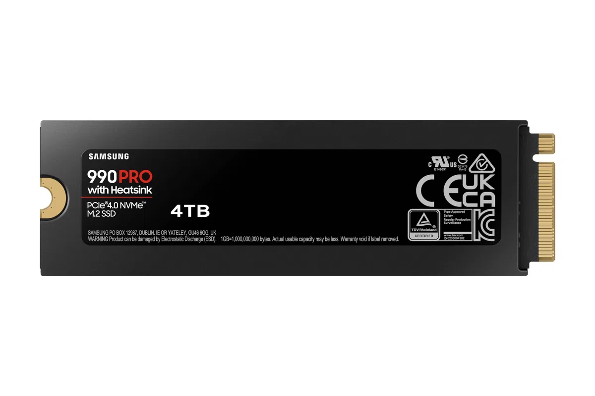 SAMSUNG 990 Pro z 4TB PCIe Gen.4 X4 SSD radiatorem, NVMe 2.0, wewnętrzny dysk twardy M.2, najszybsza prędkość do gier, sterowanie ciepłem, kompatybilny z Playstation5 (MZ-V9P4T0CW)