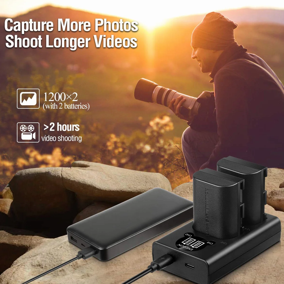 ENEGON LP-E6 akumulator zastępczy 2 sztuki Smart LED Dual USB ładowarka do Canon LP-E6 LP-E6N EOS 5D Mark II III IV 5DS 5DS R 6D 7D 7D Mark II 60D 70D 80D