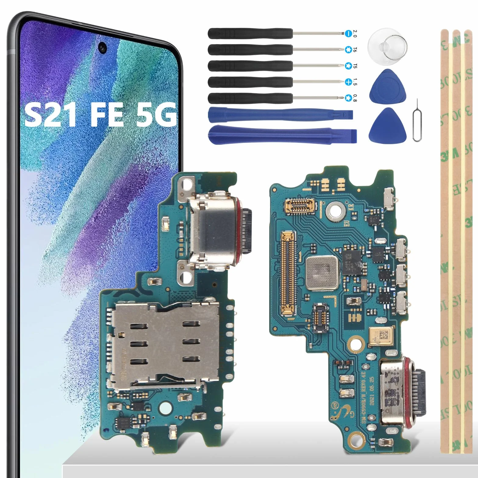 6.4'' gniazdo ładowania do Samsung Galaxy S21 FE 5G SM-G990B SM-G990U SM-G990W SM-G990E Dock Connector Port Charger Ładowarka Port Mikrofon Audio Jack Flex kabel + narzędzie instalacyjne