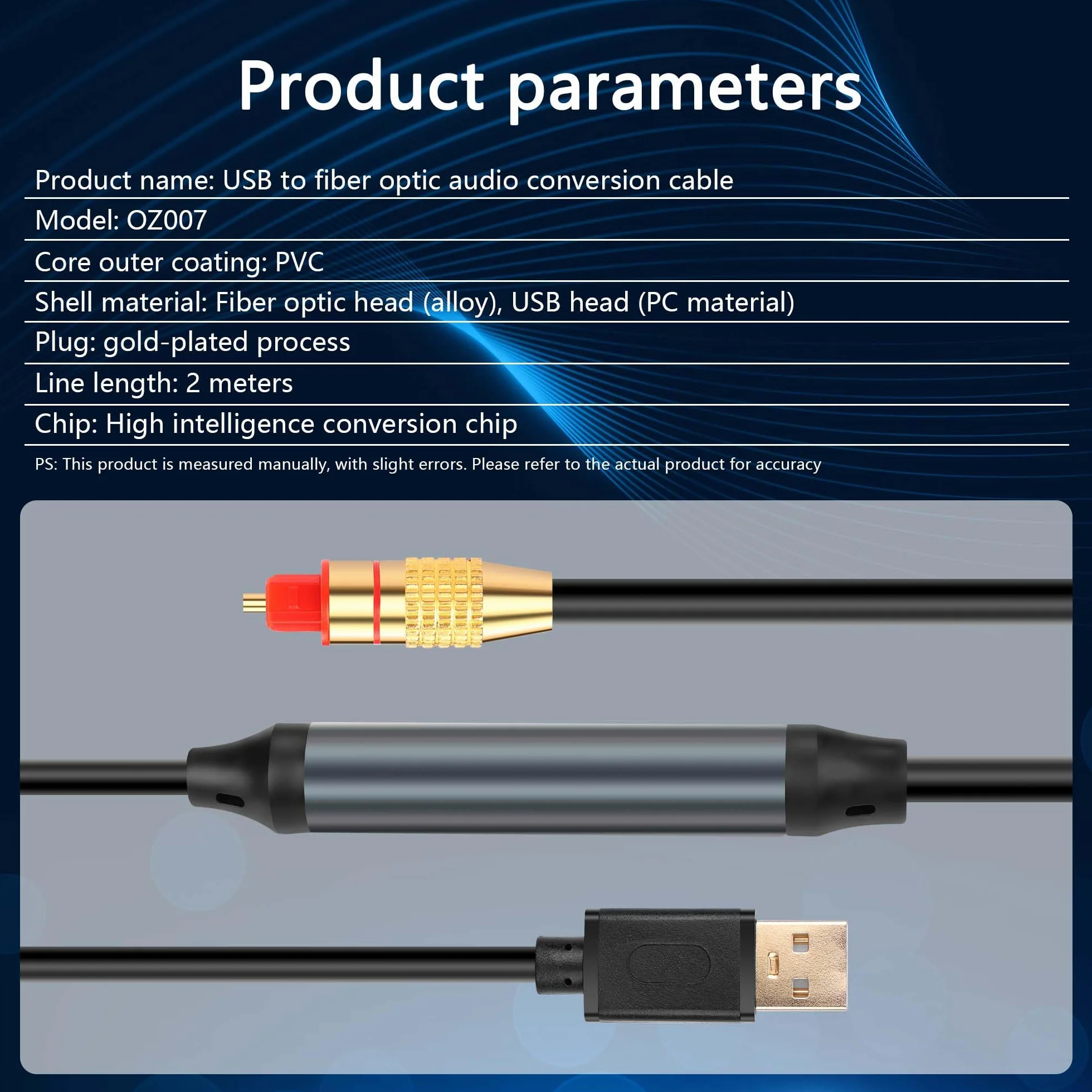 GINTOOYUN USB na optyczny adapter audio – port USB A do Fiber Optic SPDIF złącze 2 m gniazdo konwerter kabel do komputera laptopa Fiber Optic Box