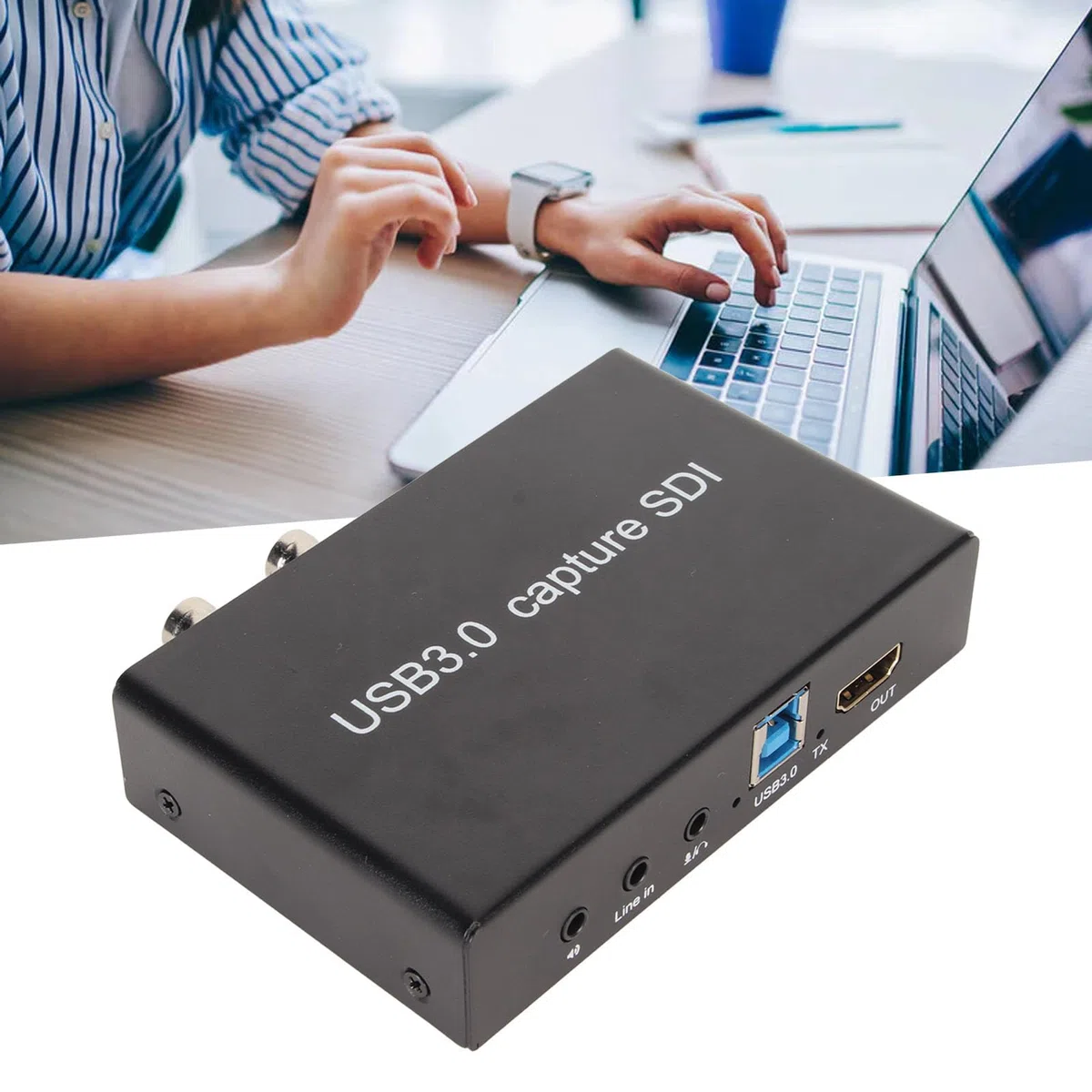 CHICIRIS Karta Przechwytywania Dźwięku Wideo do Strumieniowego Przesyłania Gier 1080P Przy Rozdzielczości 60 Klatek na sekundę, USB 3.0 Plug and Play, dla Użytkowników Twitch, Stop Aluminium