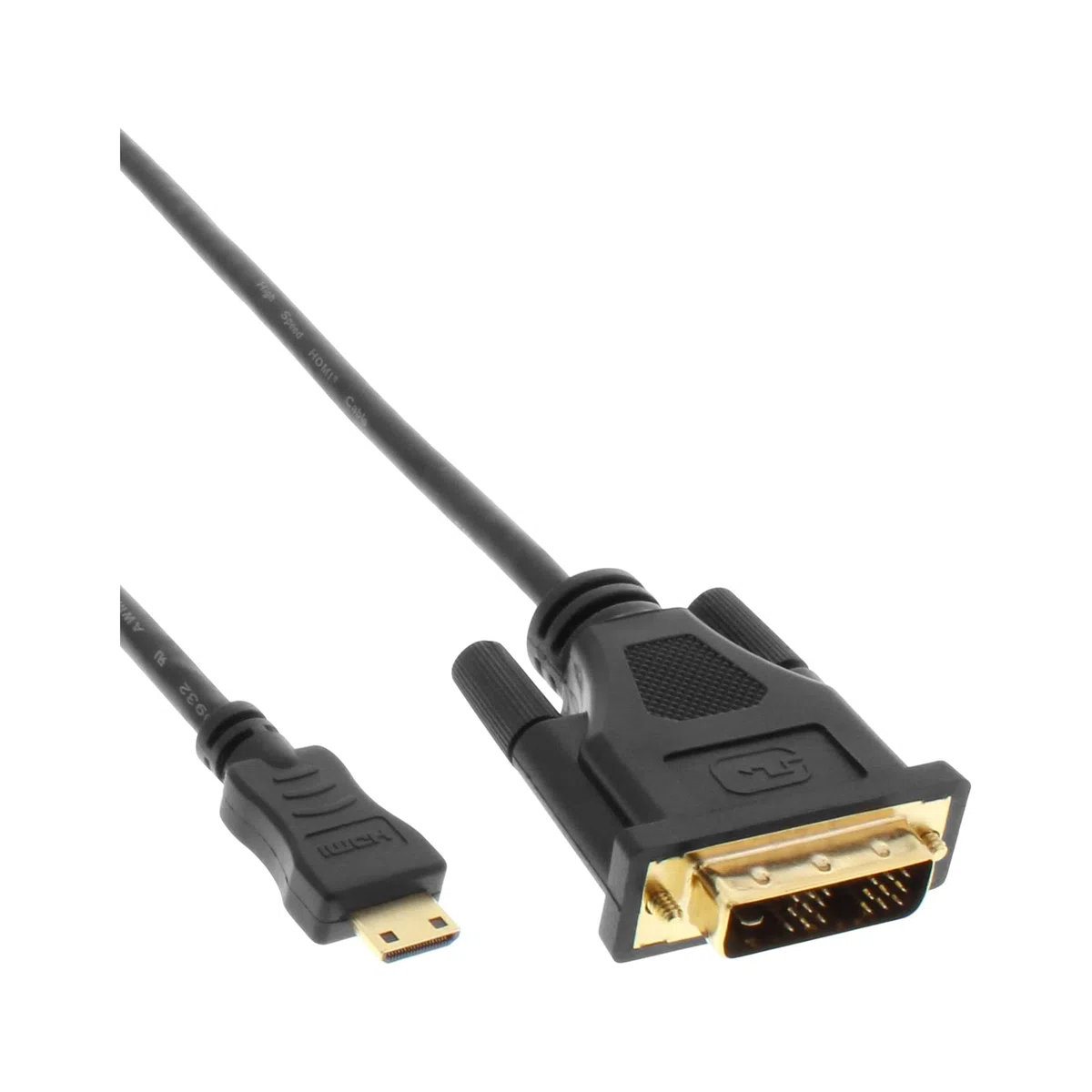 InLine 17474P Mini HDMI na DVI, wtyczka HDMI C do DVI 18+1, werg. styki, czarny, 0,5m