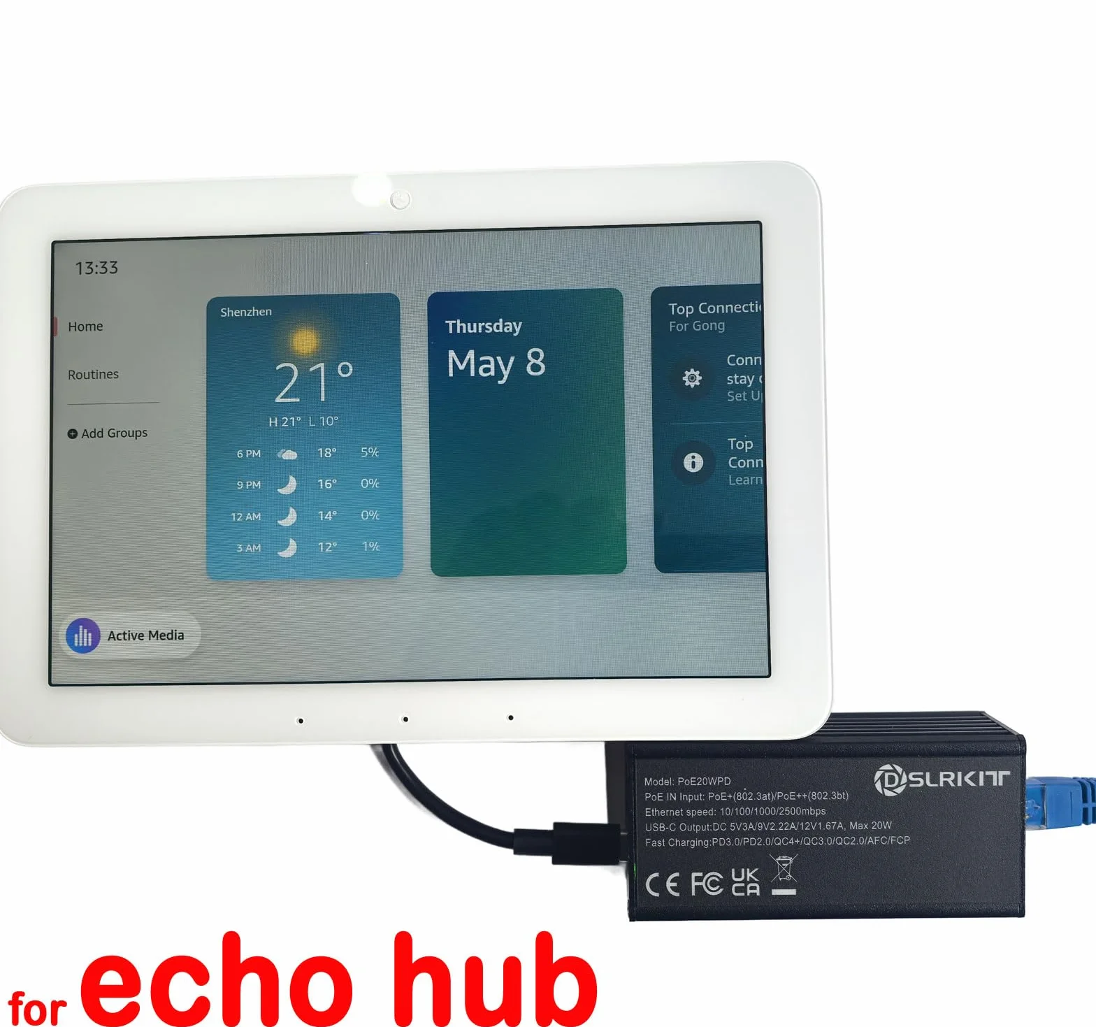 Rozdzielacz PoE 2,5 Gb/s adapter USB-C 20 W PD3.0 PPS QC 4+/3.0 802.3at
