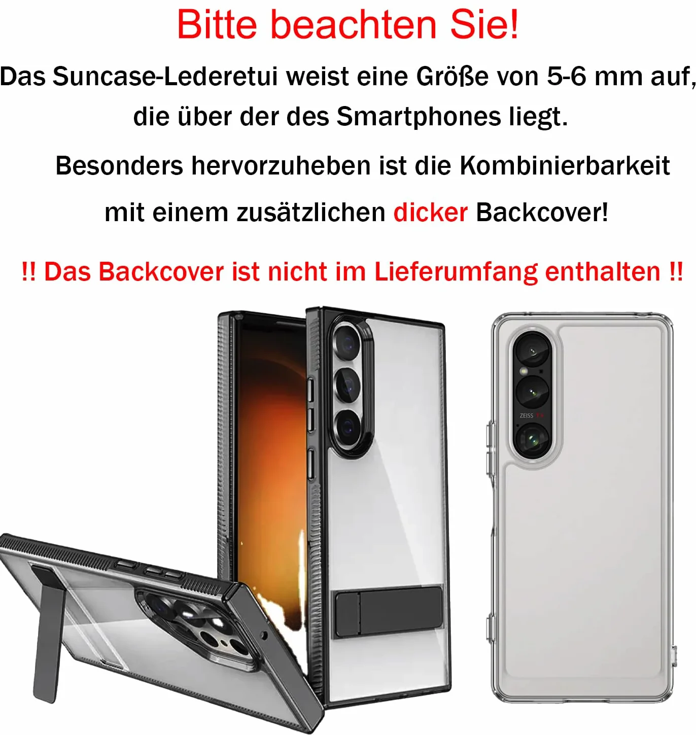 Suncase Prawdziwy skórzany pokrowiec etui kompatybilne z Sony Xperia 1 VII Wymiary wewnętrzne: ok. 166 x 78 x 15 mm (pasuje do dodatkowego grubszego silikonu Case/Bumper/Backcover) w kolorze antycznym