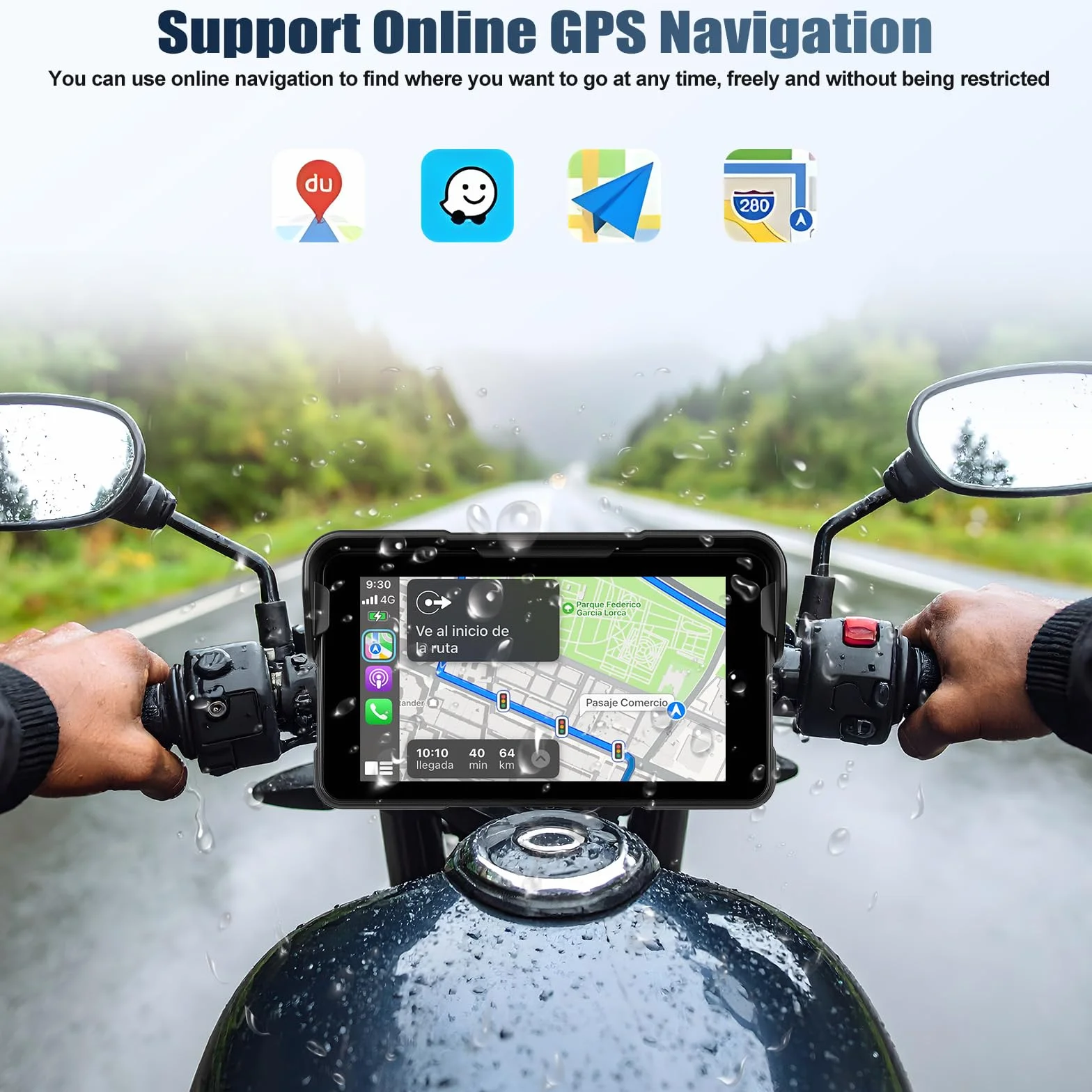 [2026 CARPLAY] CAMECHO 5-calowy bezprzewodowy ekran dotykowy CarPlay do motocykli z Bluetooth i GPS-em – wodoszczelny (IP67) uniwersalny monitor samochodowy/motocyklowy 12 V z funkcją Android Auto