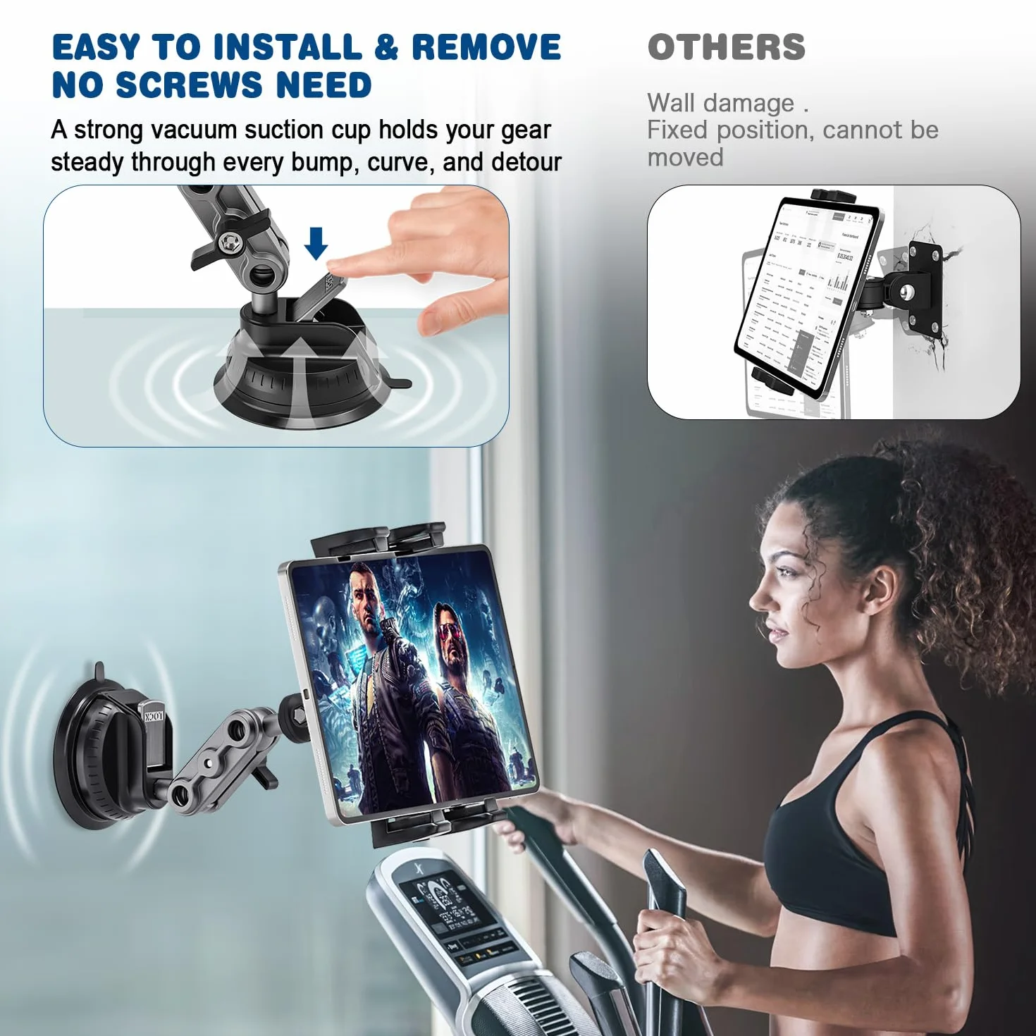 Uchwyt na iPada - Mocny Uchwyt Samochodowy na Tablet z 360° Obracaniem, Przyssawką i Regulowanym Montażem Deskę Rozdzielczą, Pasuje do iPad Pro Air Mini, 4,7-12,9" Tabletów i Telefonów