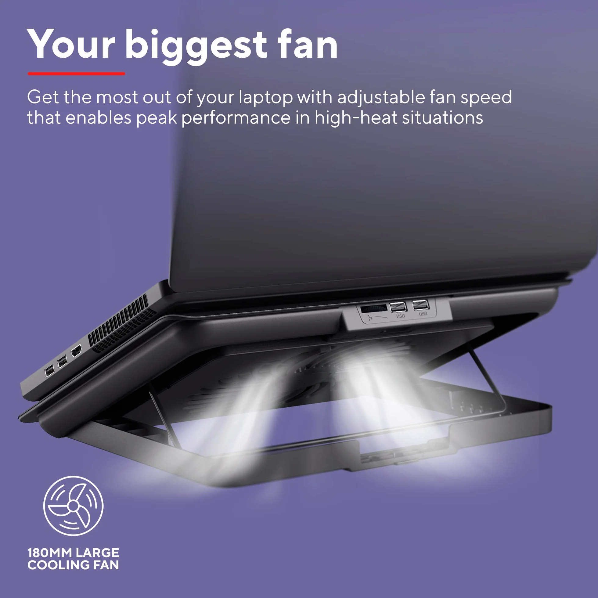 Trust Exto Stojak na laptopa 40.6 cm, zrównoważona podkładka chłodząca, riser z wentylatorem USB i regulowaną wysokością, 8 poziomów, wykonany z materiałów pochodzących z recyklingu, wentylowany