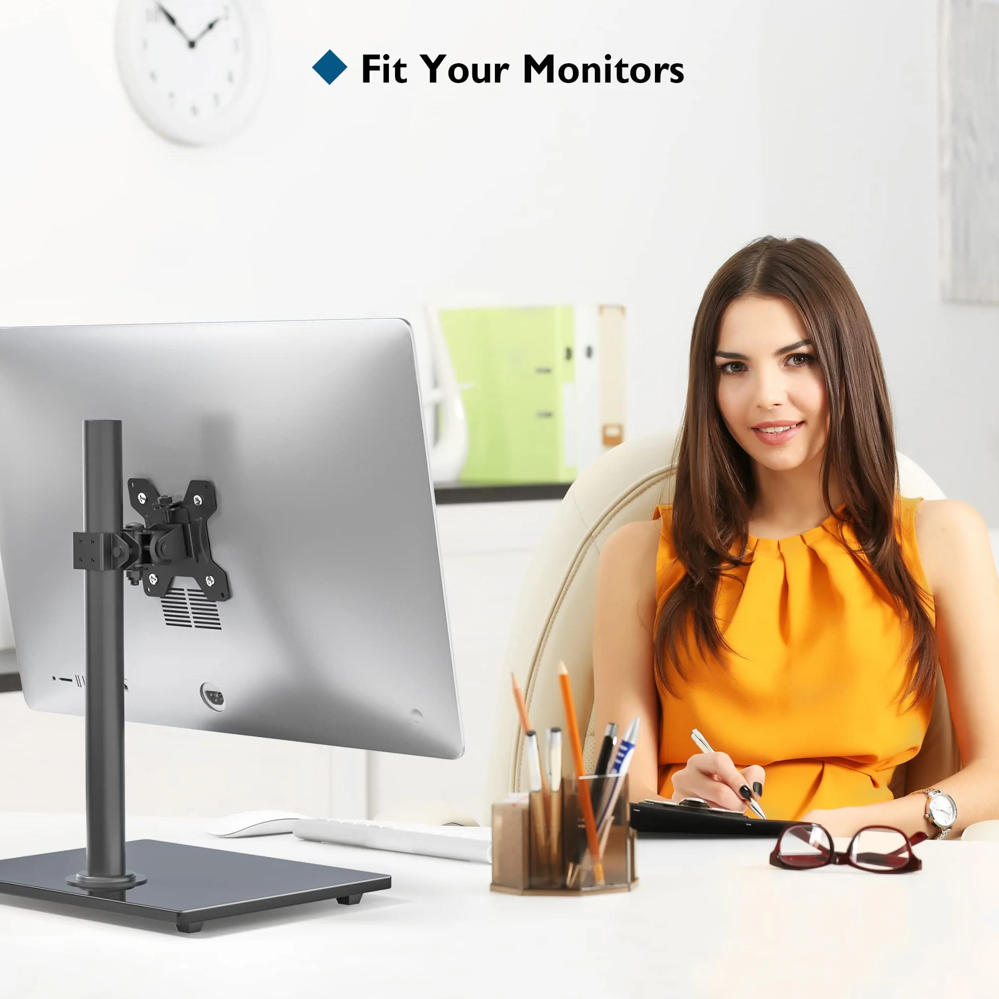 BONTEC Uchwyt na Monitor 13-32" Curved/Flat, VESA 75x75/100x100mm, Regulacja Pochylenia ±75°, Obrót 360°, Do 10 kg