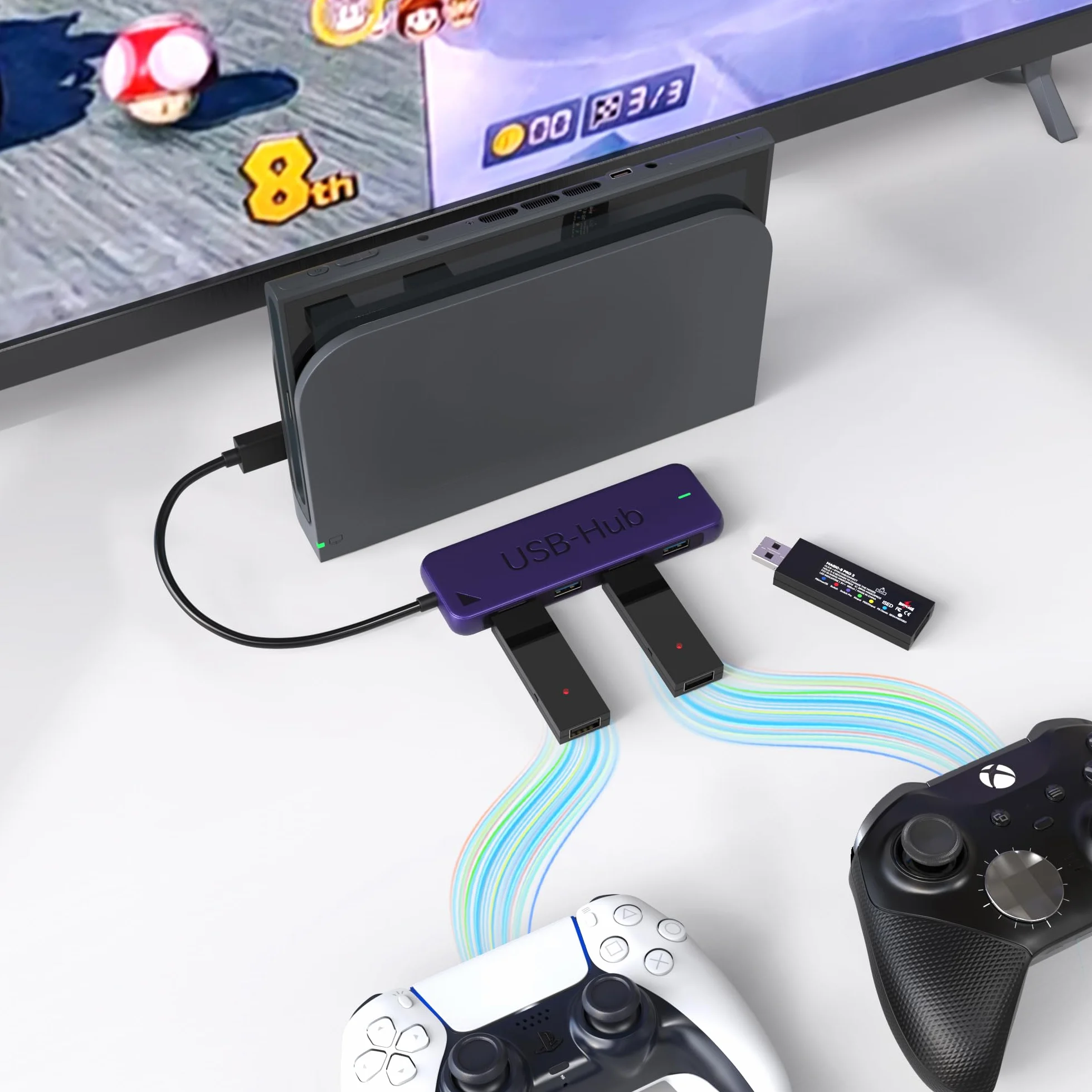 MAYFLASH Magic-S PRO 2 Wireless Bluetooth USB Adapter for PS4, NS, NS 2, macOS, Windows, Raspberry Pi, Compatible with Xbox Series X & S, Xbox One, PS5 Controller and More