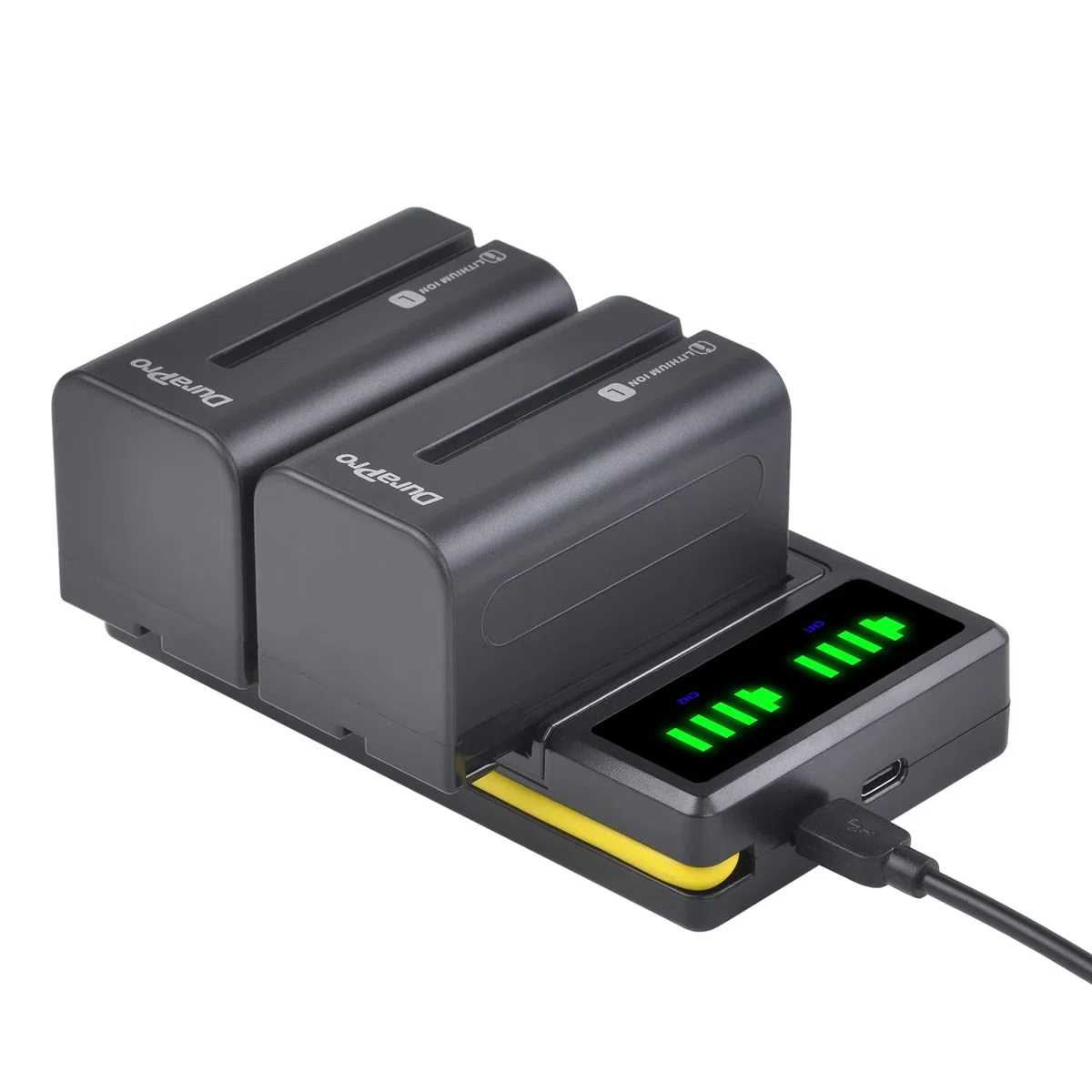 DuraPro 2 x 5200 mAh NP-F750 NP-770 akumulator + LED Dual Bulit-in ładowarka USB ze złączem typu C do Sony NP-F330 NP-F550 NP-F570 NP-F750 NP-F770 NP-F960 NP-F970 CCD-SC5 CCD-TRV DCR-TRV Seria